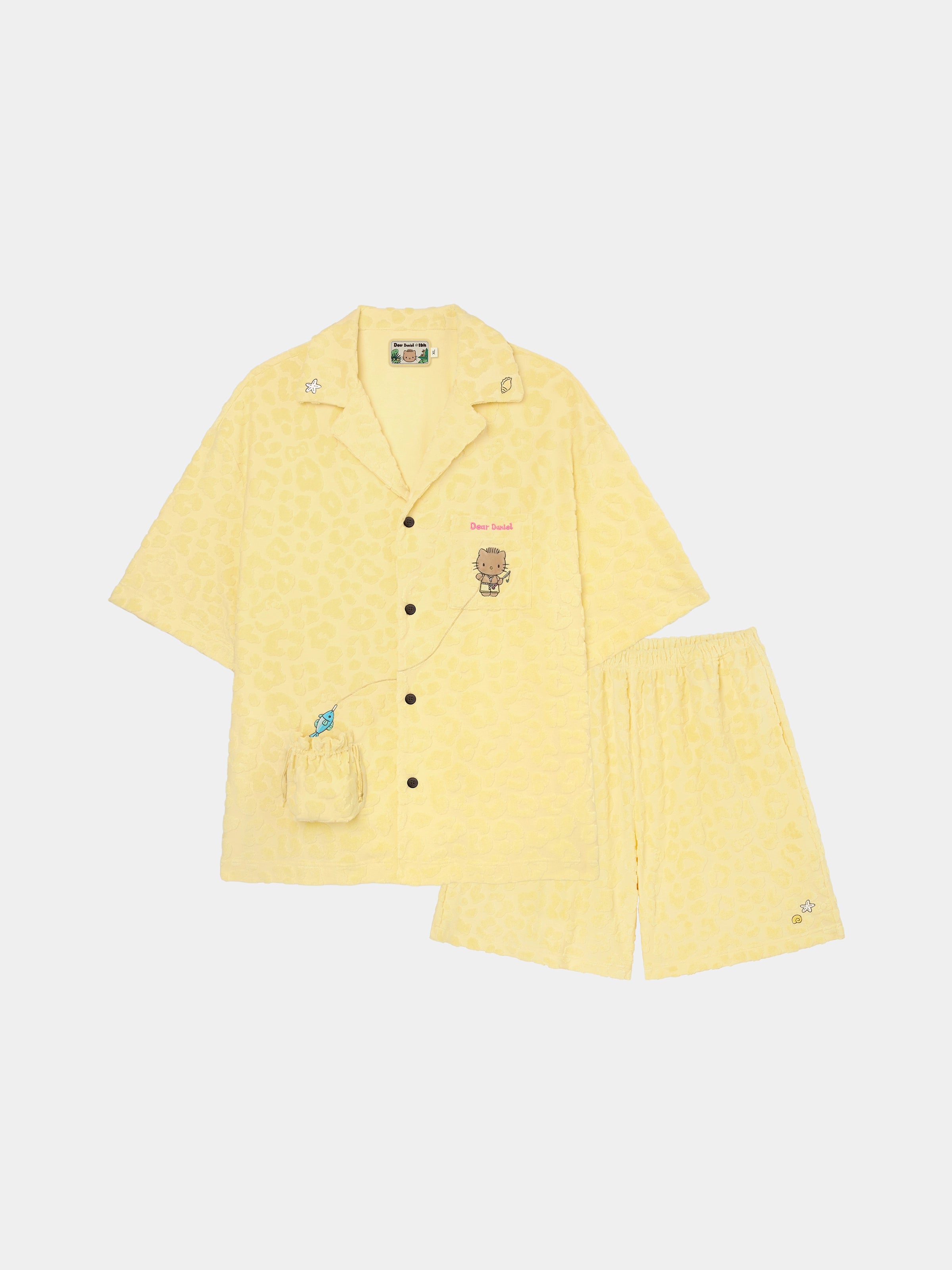 "Dear Daniel" Terry Loungewear Set Short Sleeve & Shorts – Sunbeam Leopard