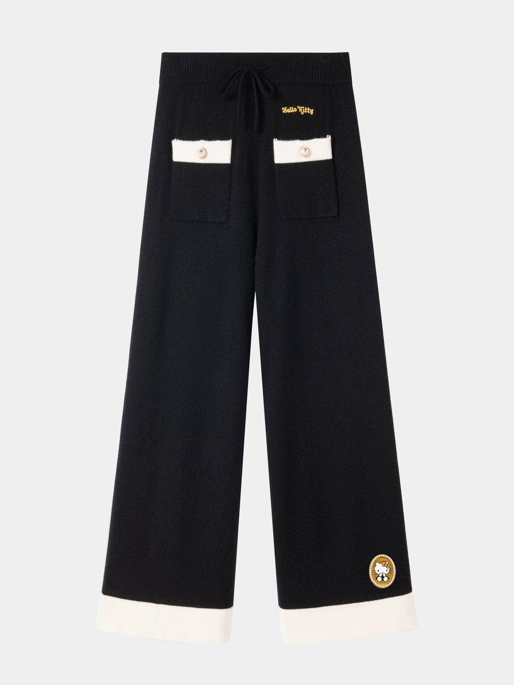 "Hello Kitty" Wool Cashmere Blend Pants – Black & White
