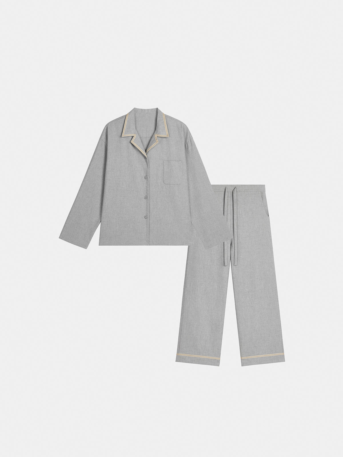 "Frame" Australian Wool-Cotton Loungewear Set – Heather Grey