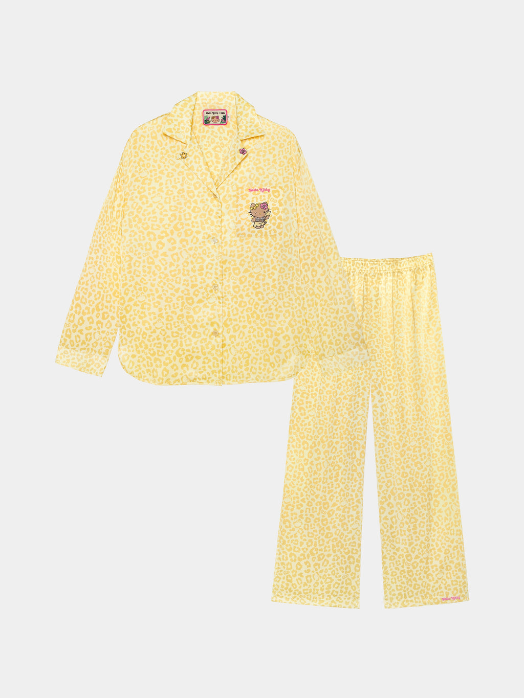"Hello Kitty" Satin Loungewear Set Long Sleeve – Sunbeam Leopard