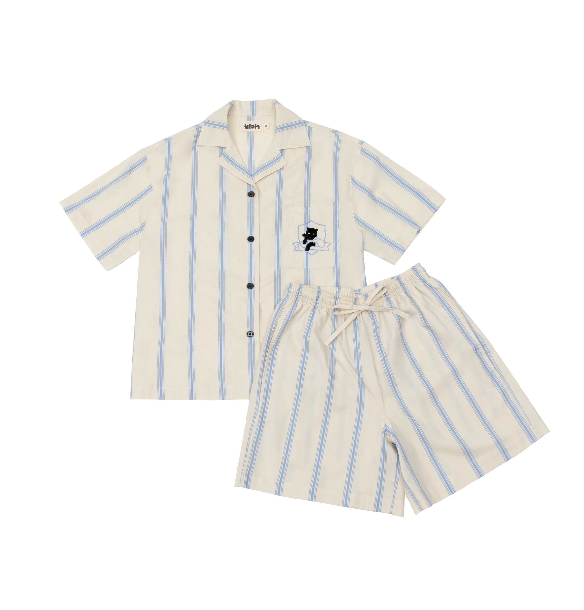 “Urban Jungle” Tencel Cotton Blend Short Sleeve Loungewear Set White