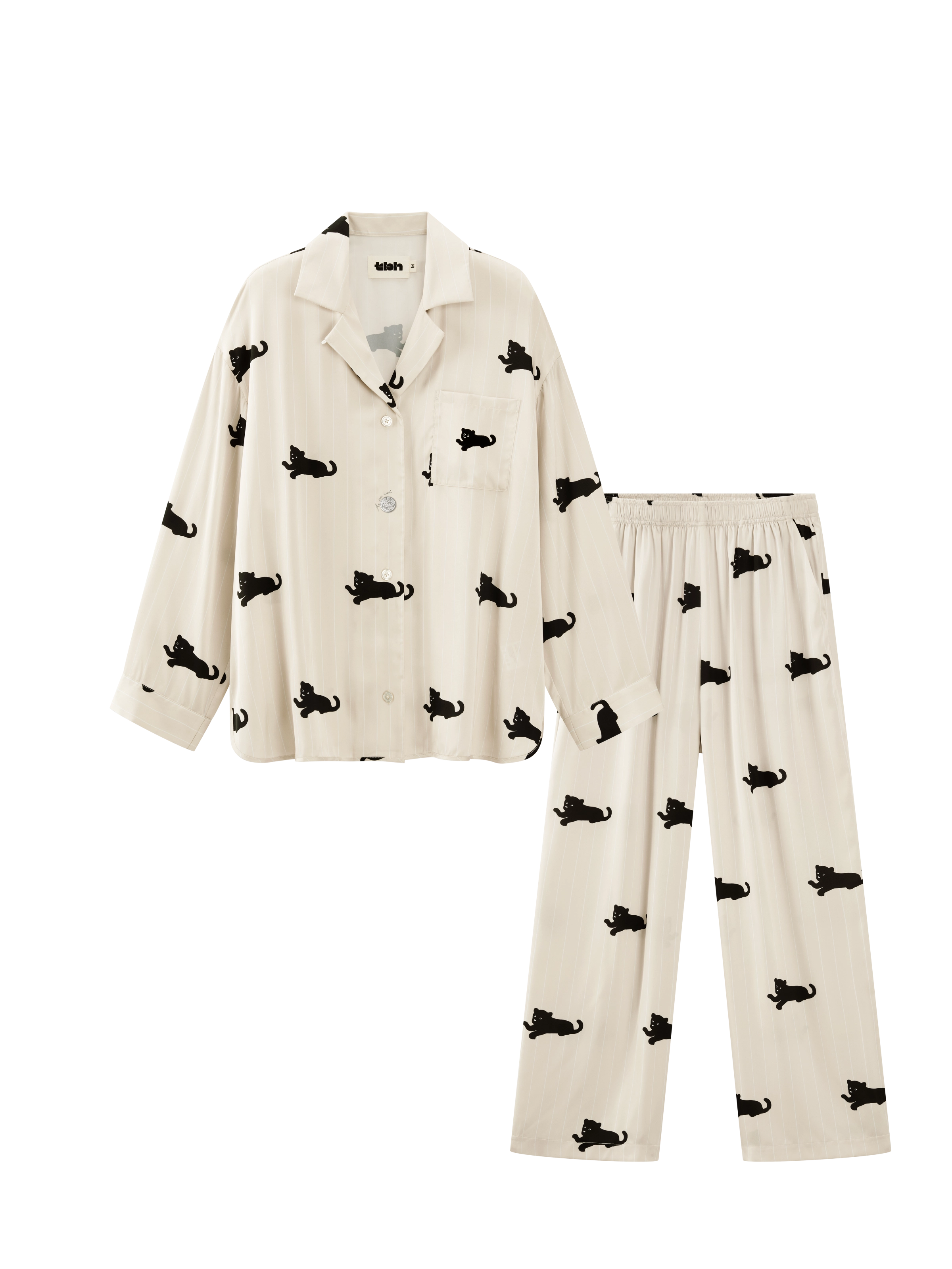 “Urban Jungle” Satin Loungewear Set Camel