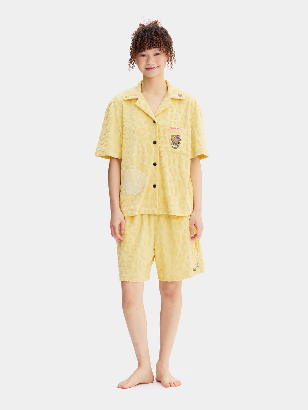"Hello Kitty" Terry Loungewear Set Short Sleeve & Shorts – Sunbeam Leopard