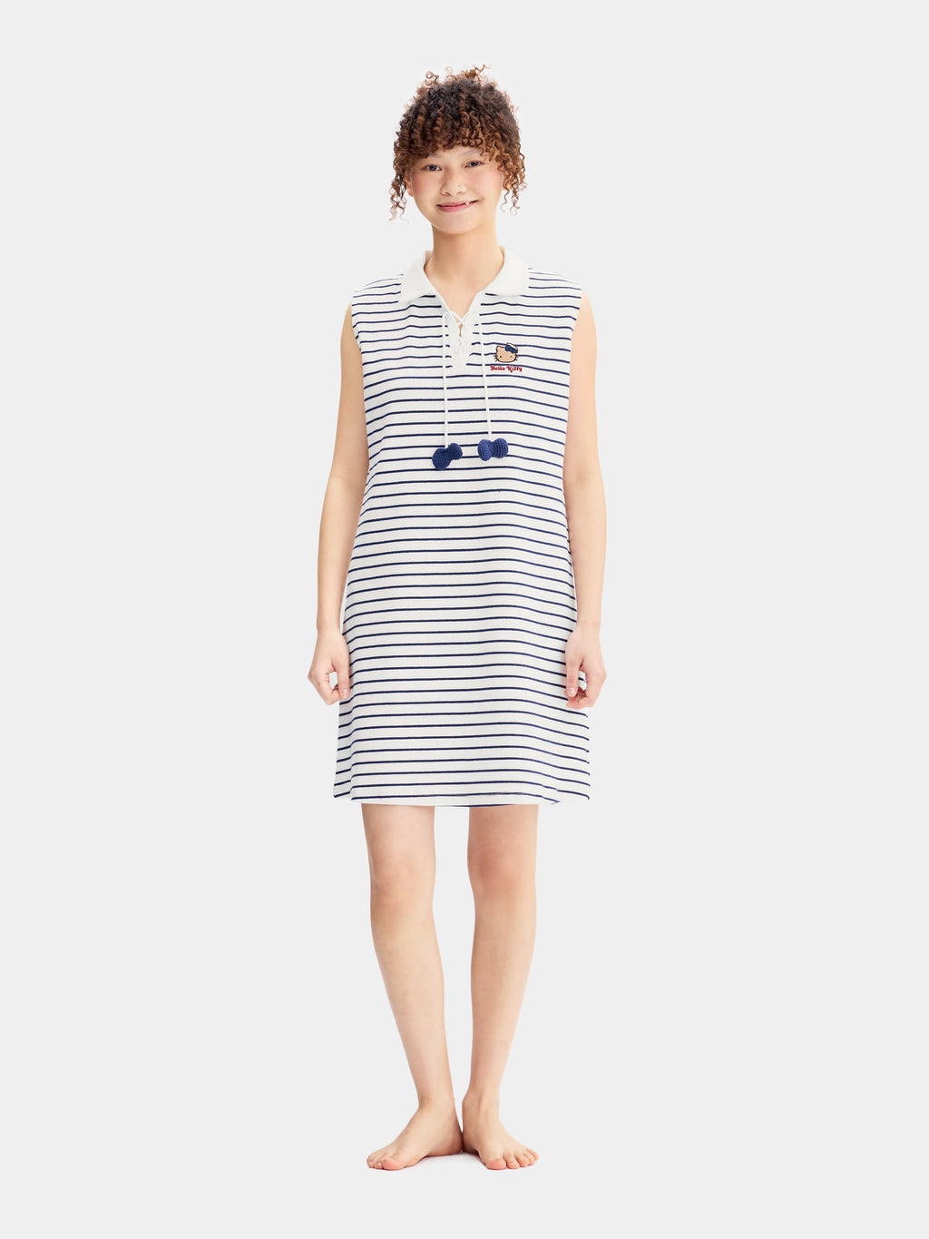 "Hello Kitty" Stretch Cotton Breton Stripe Jersey Tank Dress