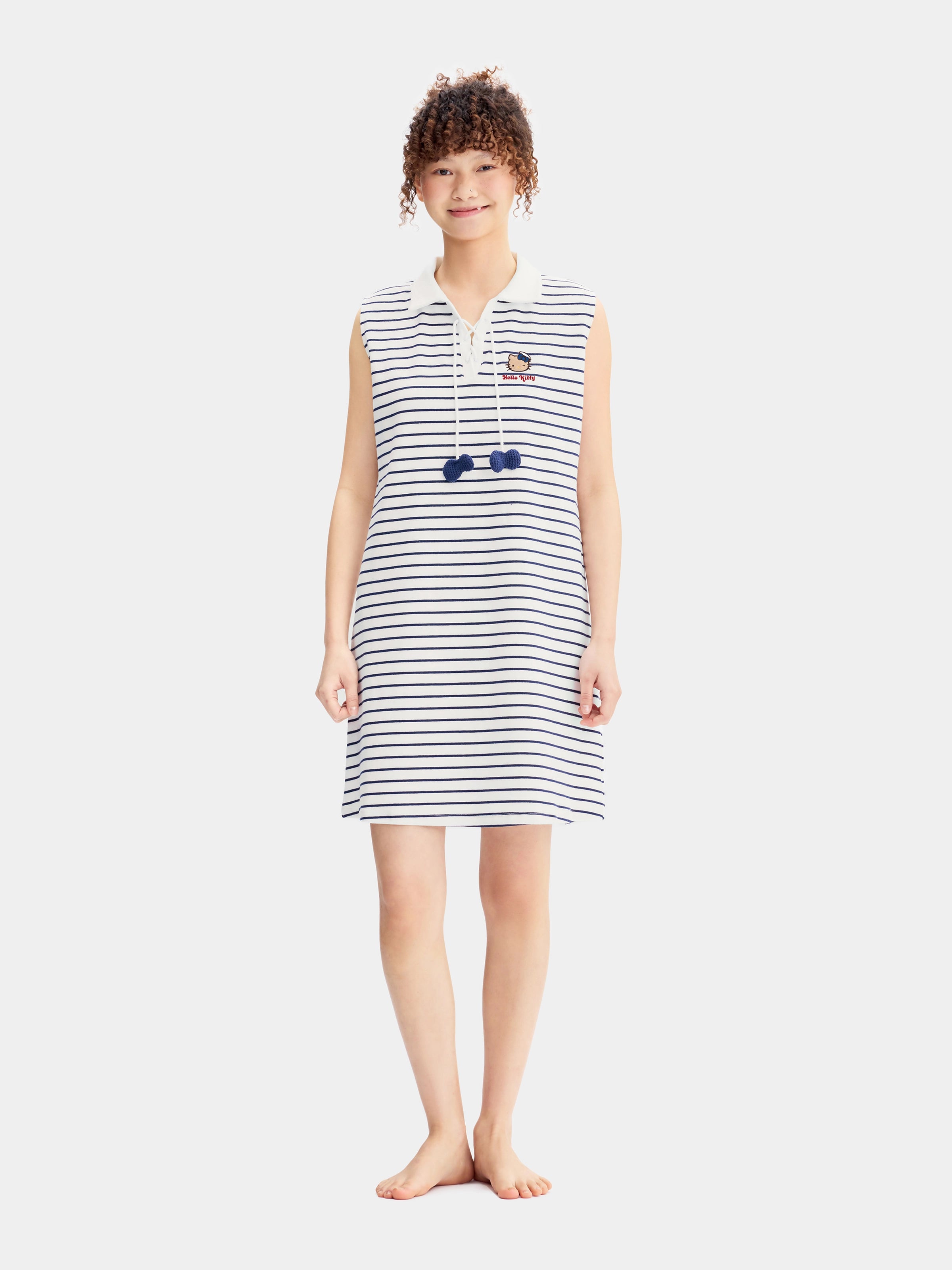 "Hello Kitty" Stretch Cotton Breton Stripe Jersey Tank Dress