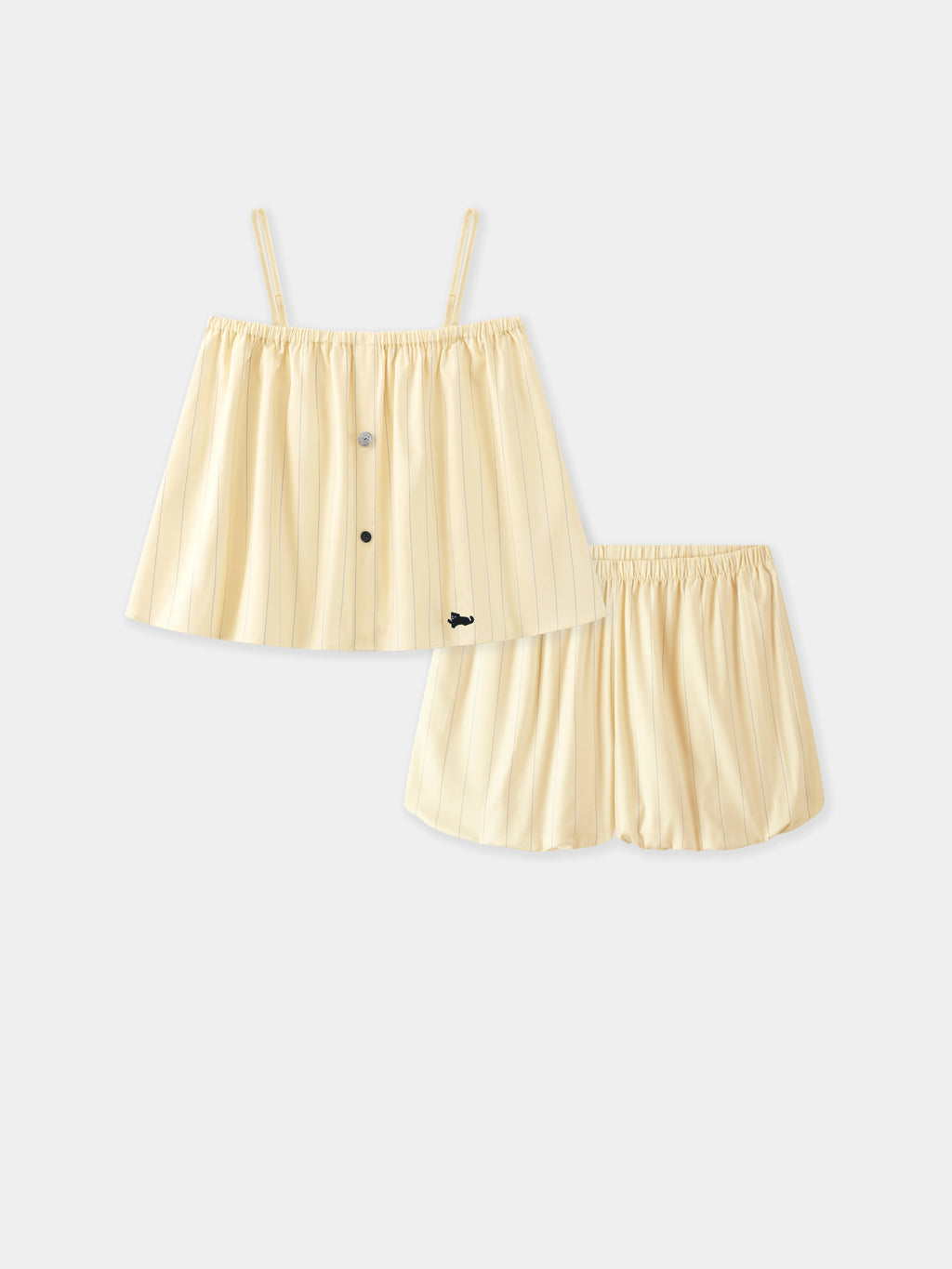 “Urban Jungle” Tencel Cotton Blend Spaghetti Strap Top and Shorts Pajama Set Dandelion Yellow