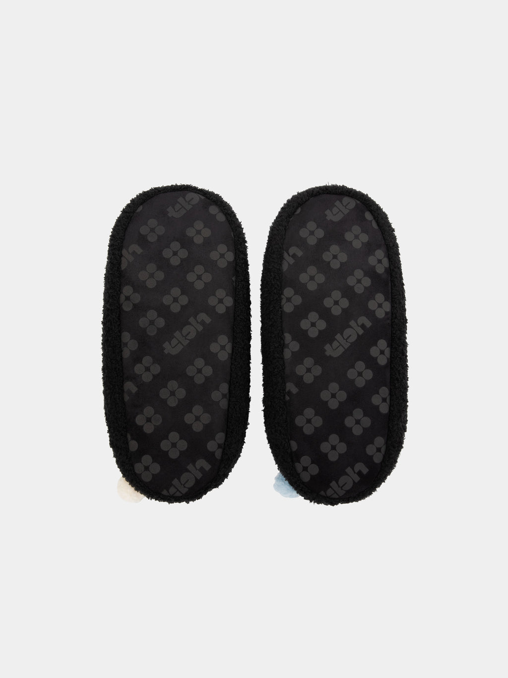 "panda pompom" Fluffy Slippers – Black