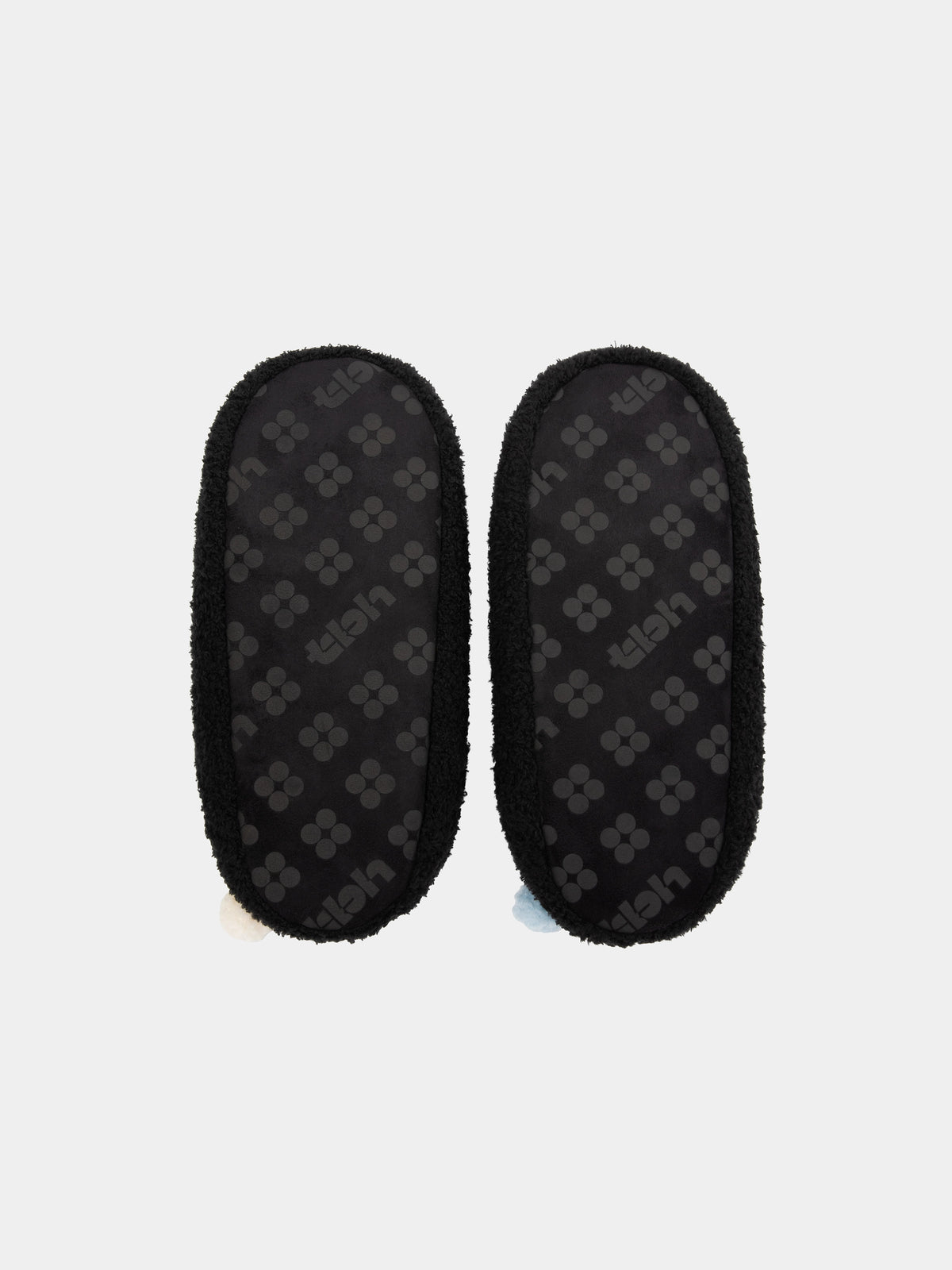 "panda pompom" Fluffy Slippers – Black