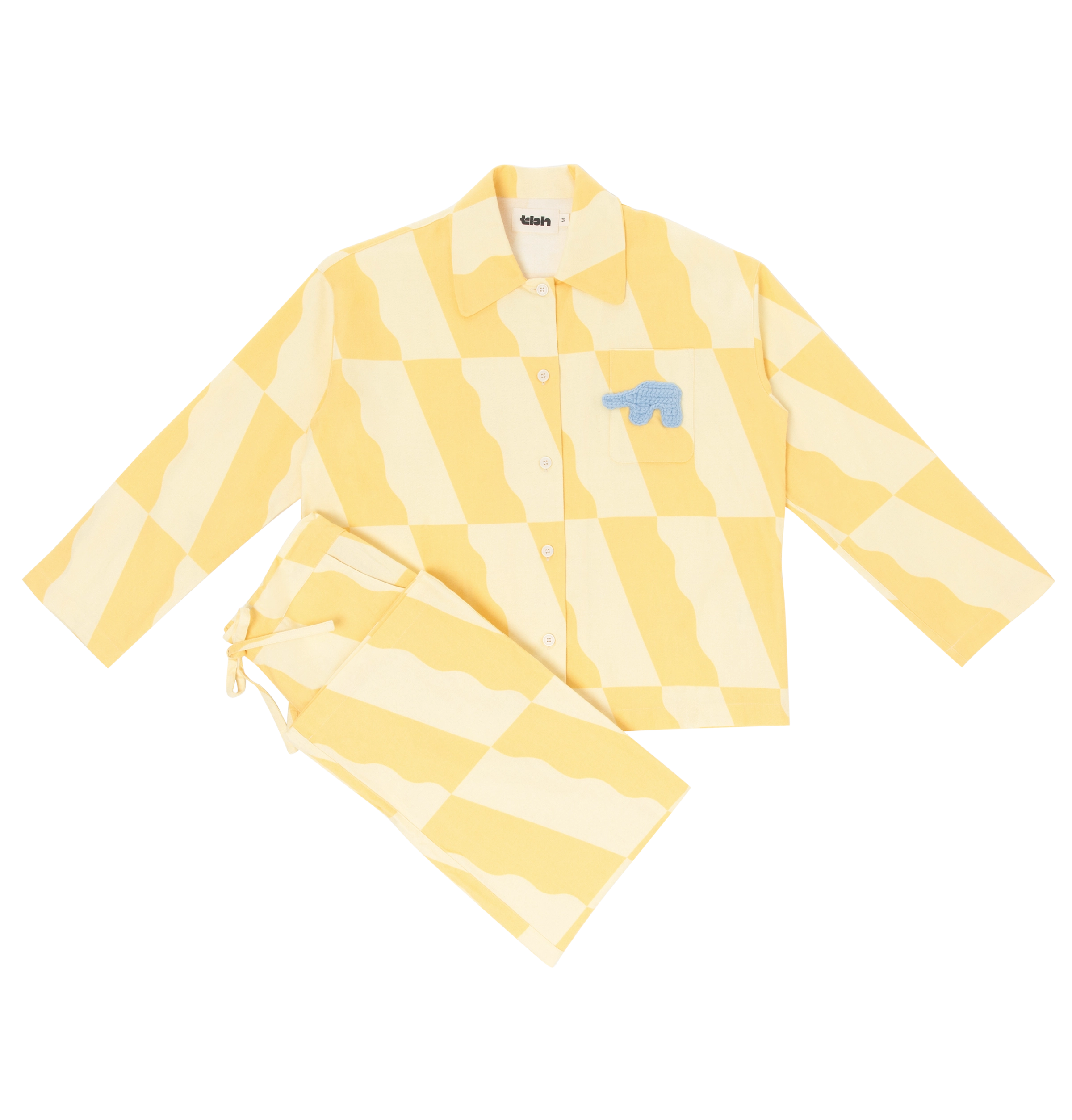 “Elephant ” Cotton Flannel Loungewear Set Yellow