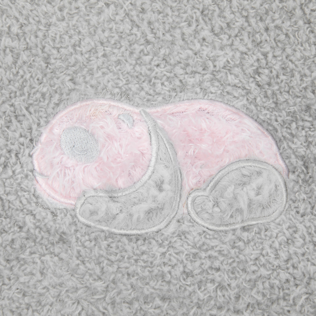 "Panda PomPom" Polar Fleece Oversize Loungewear Set – Gray