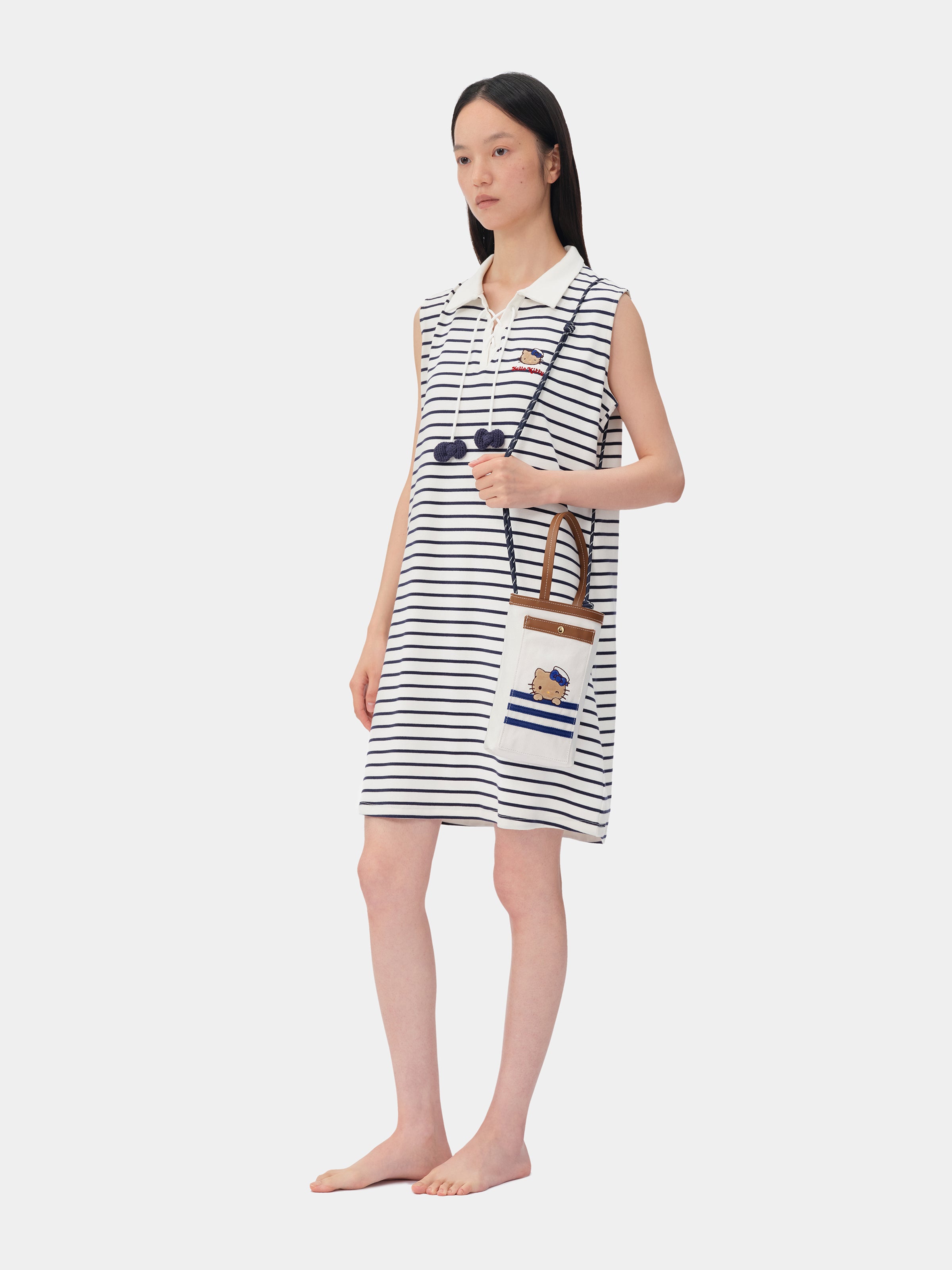 "Hello Kitty" Canvas Crossbody Pouch – Breton Stripe