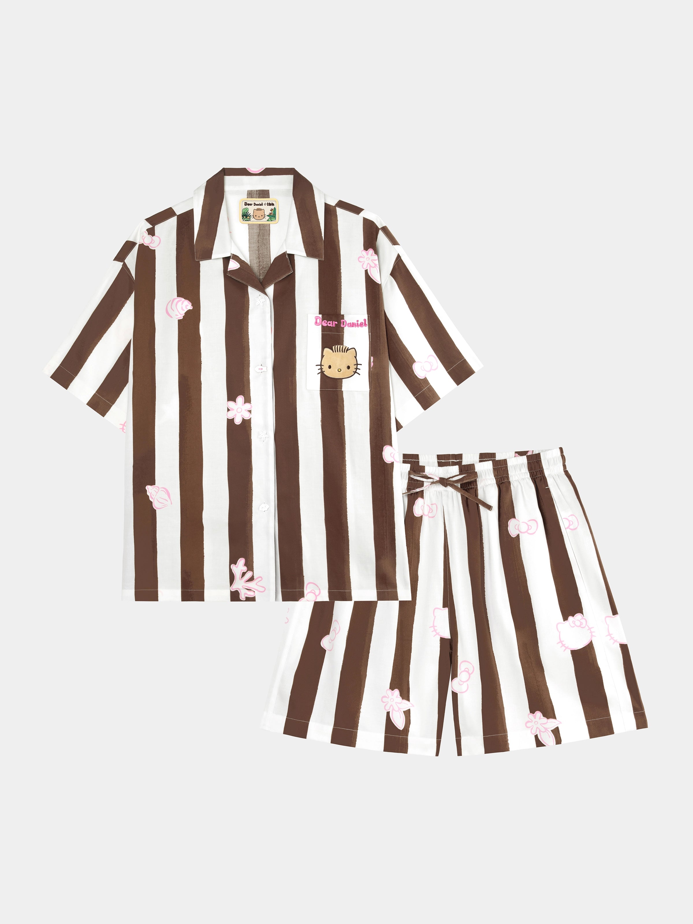 "Dear Daniel" Tencel Cotton Blend Loungewear Set Short Sleeve & Shorts – Coconut Brown