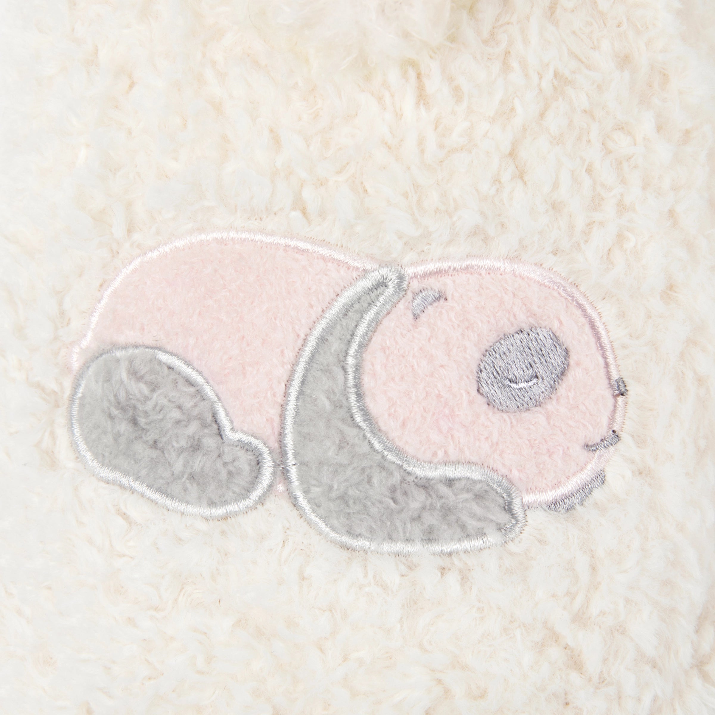 "Panda PomPom" Fluffy Slippers – Cream White