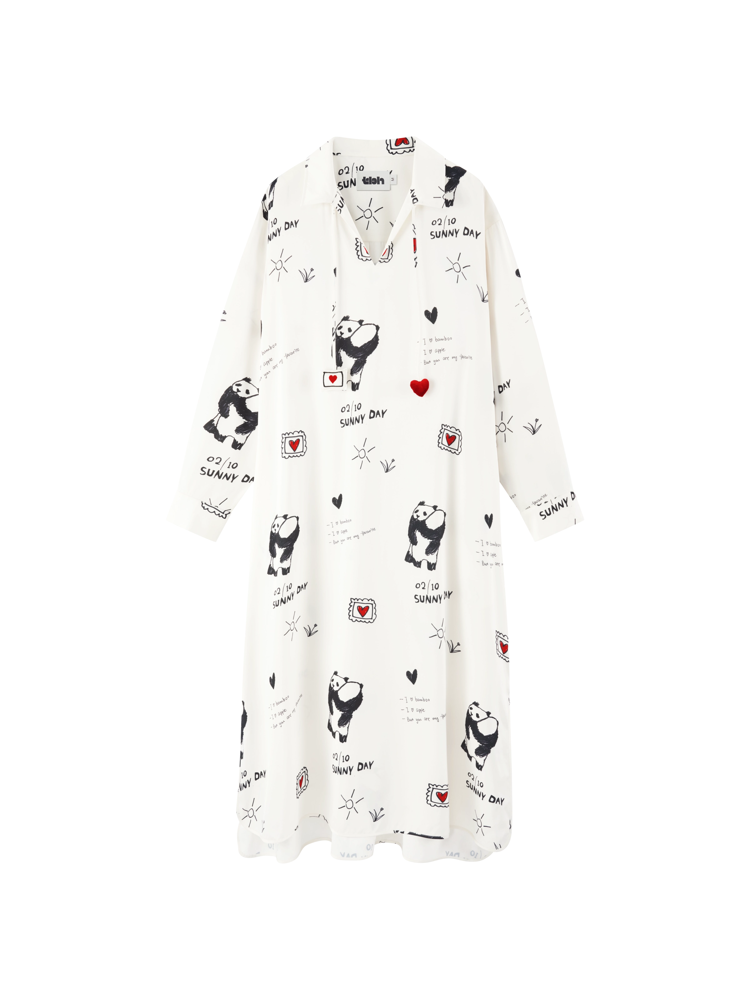"Panda PomPom" Satin Nightgown Flipped