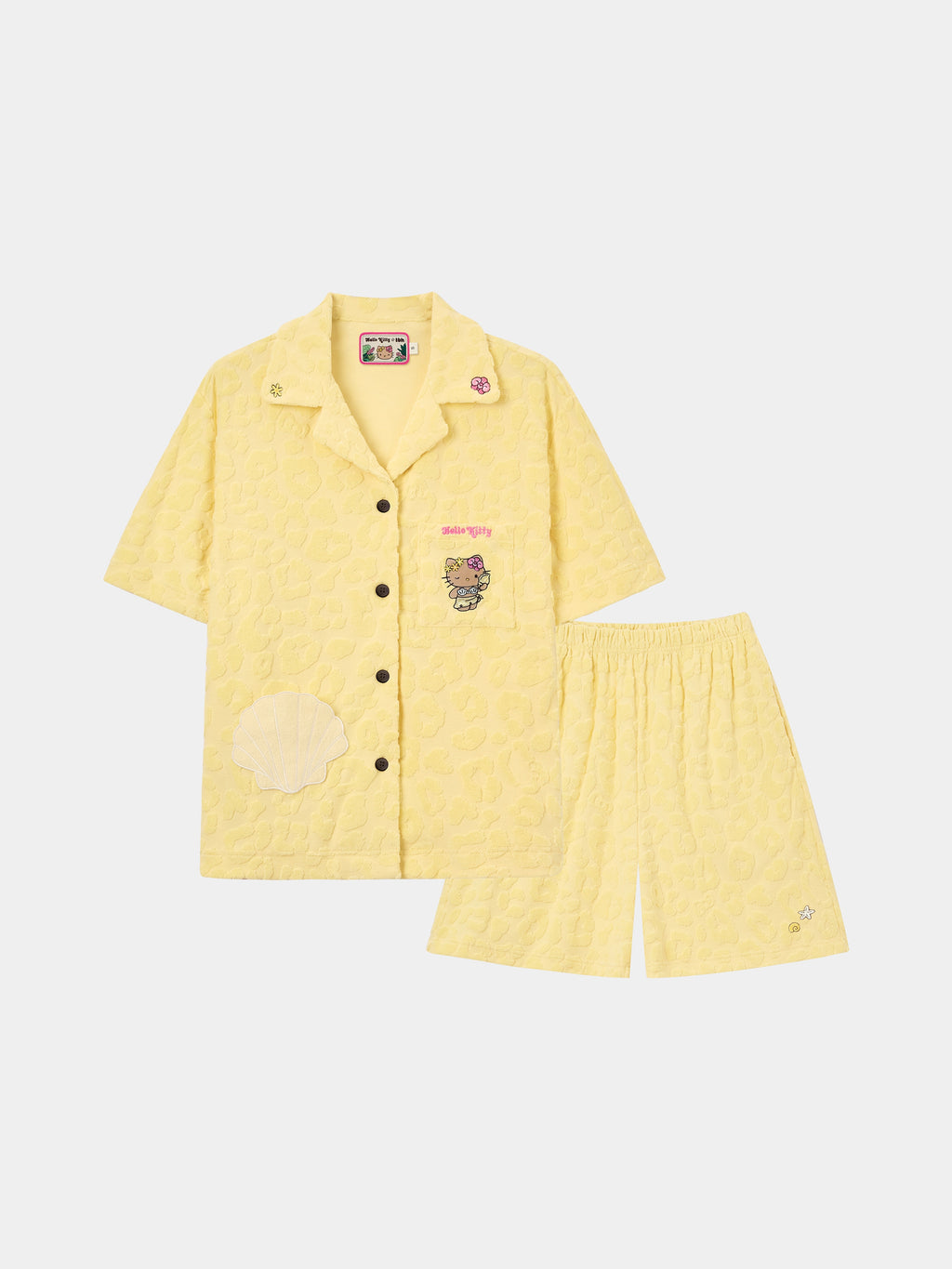 "Hello Kitty" Terry Loungewear Set Short Sleeve & Shorts – Sunbeam Leopard