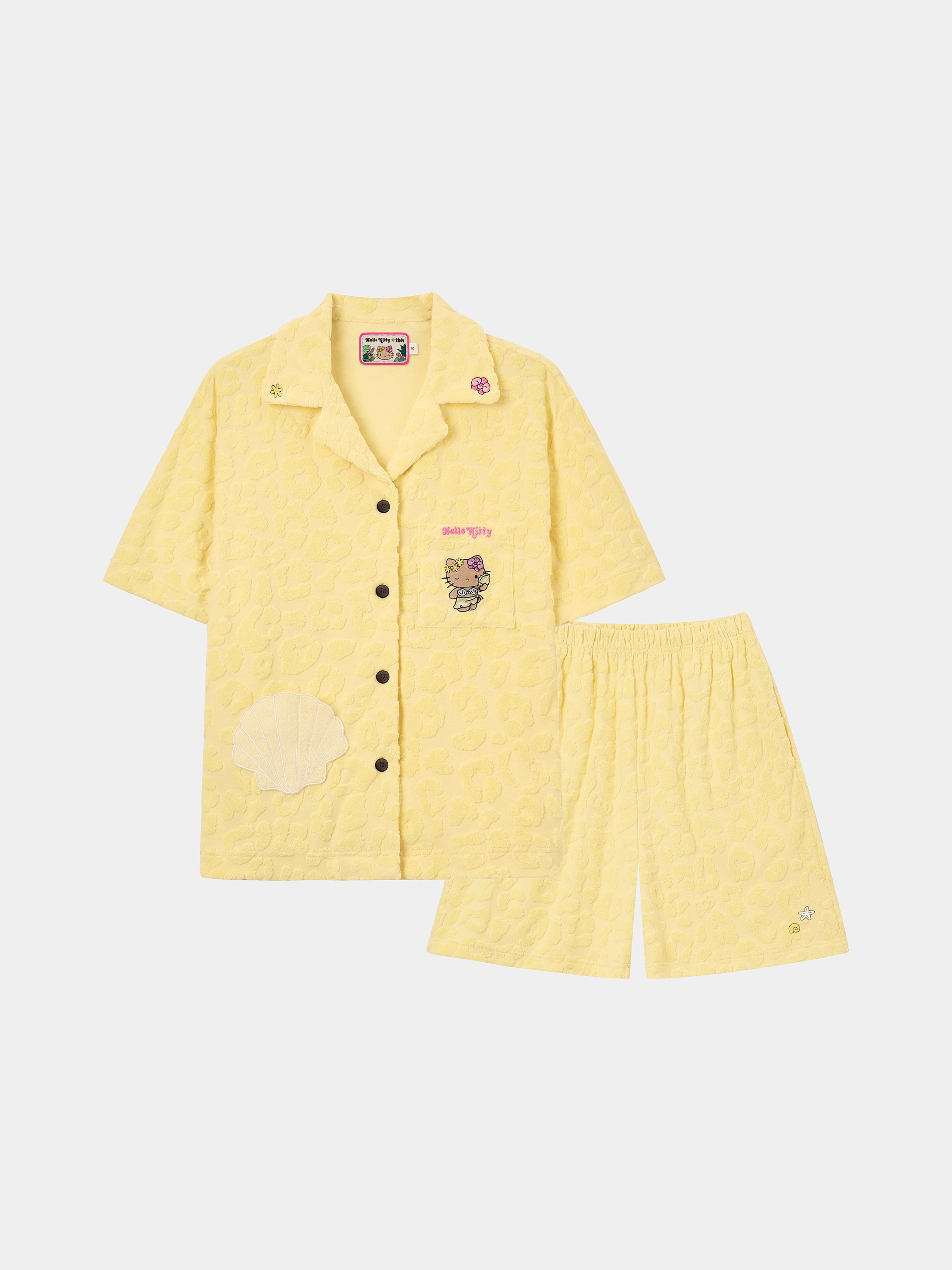 "Hello Kitty" Terry Loungewear Set Short Sleeve & Shorts – Sunbeam Leopard