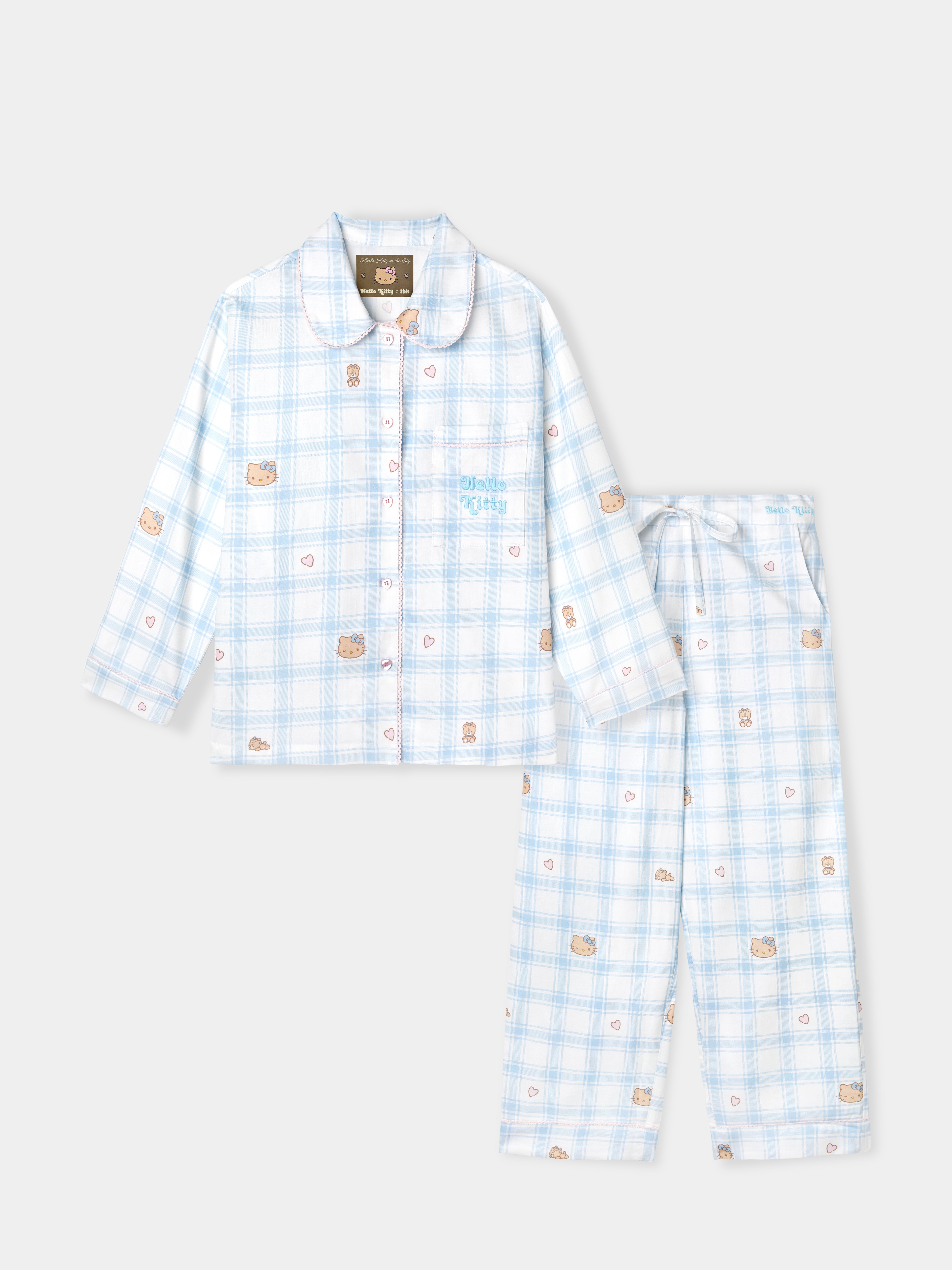 "Hello Kitty" Tencel Cotton Blend Loungewear Set – Hello Kitty Check
