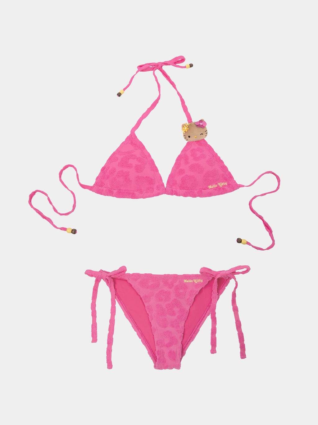 "Hello Kitty" Terry Bikini Set – Hot Pink Leopard