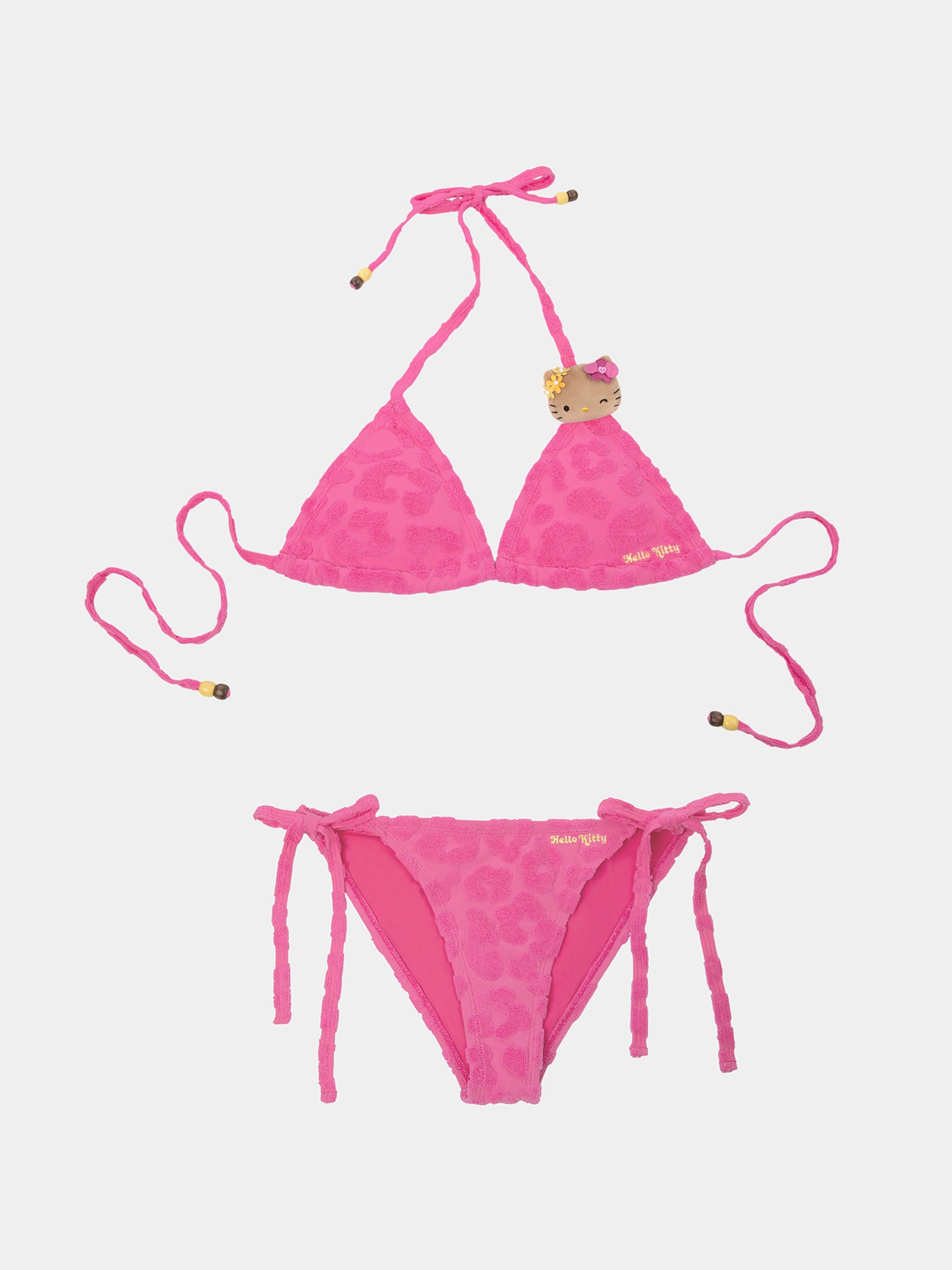 "Hello Kitty" Terry Bikini Set – Hot Pink Leopard