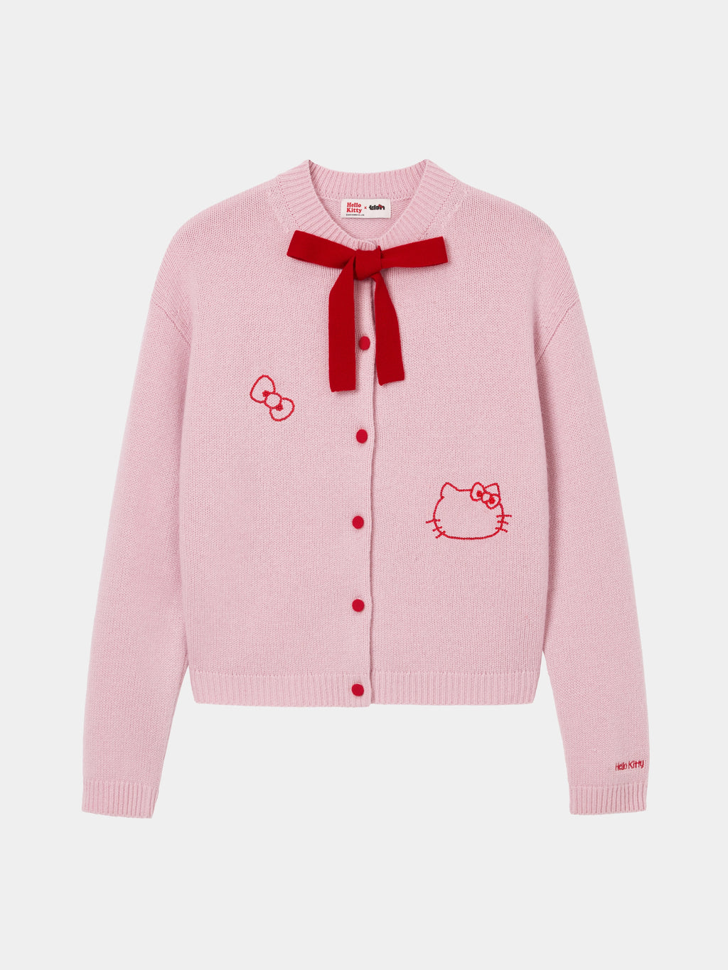 "Hello Kitty" Wool Cashmere Blend Cardigan – Pink