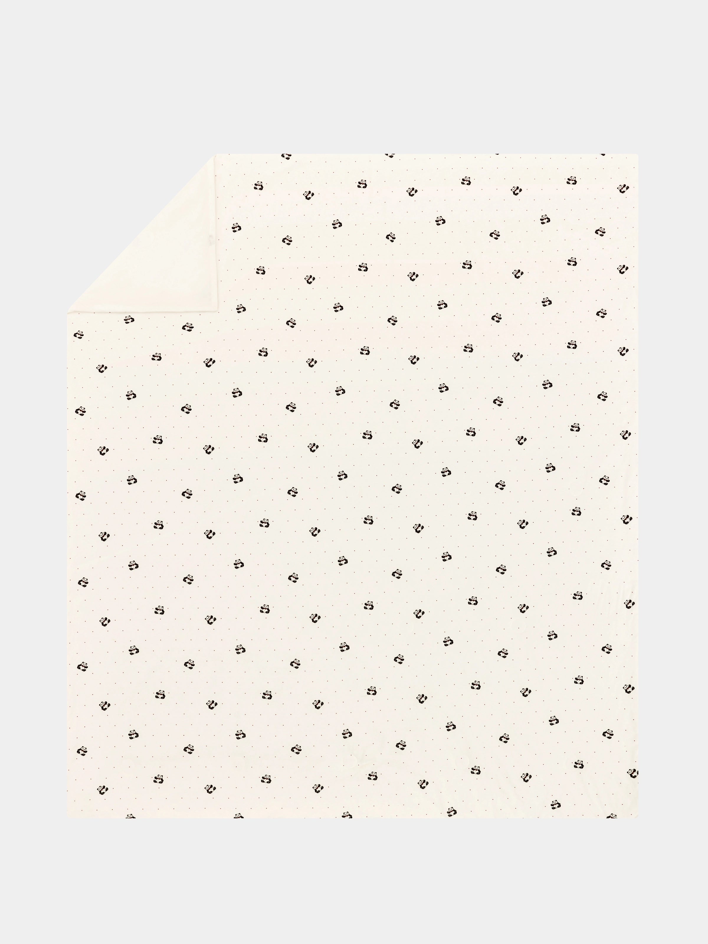 "Panda PomPom" Knitted Summer Quilt White