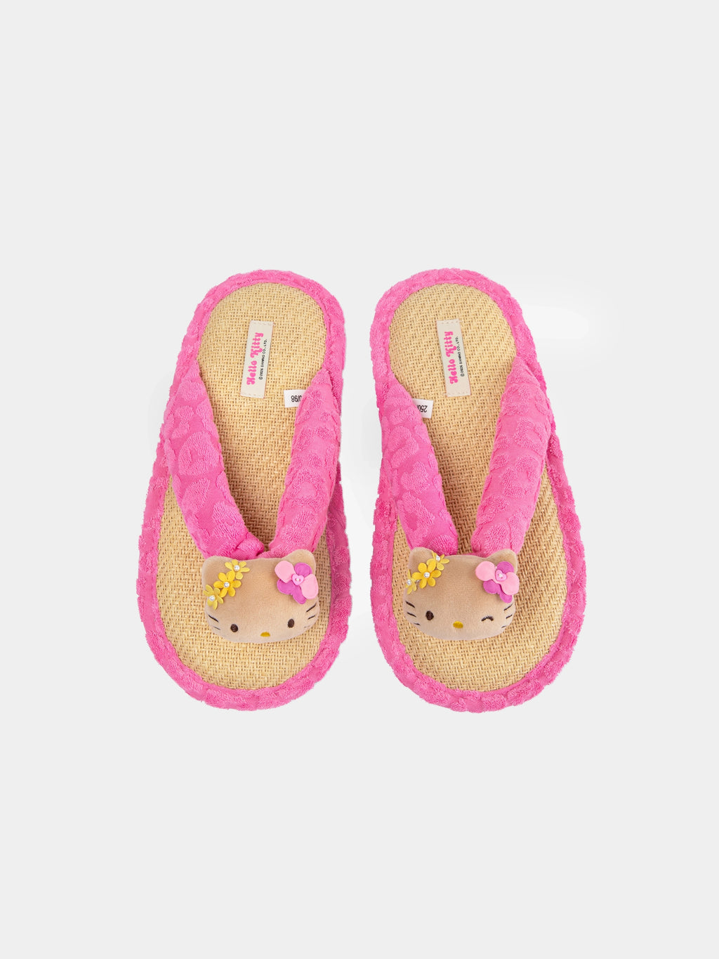 "Hello Kitty" Terry Flip-Flops – Hot Pink Leopard