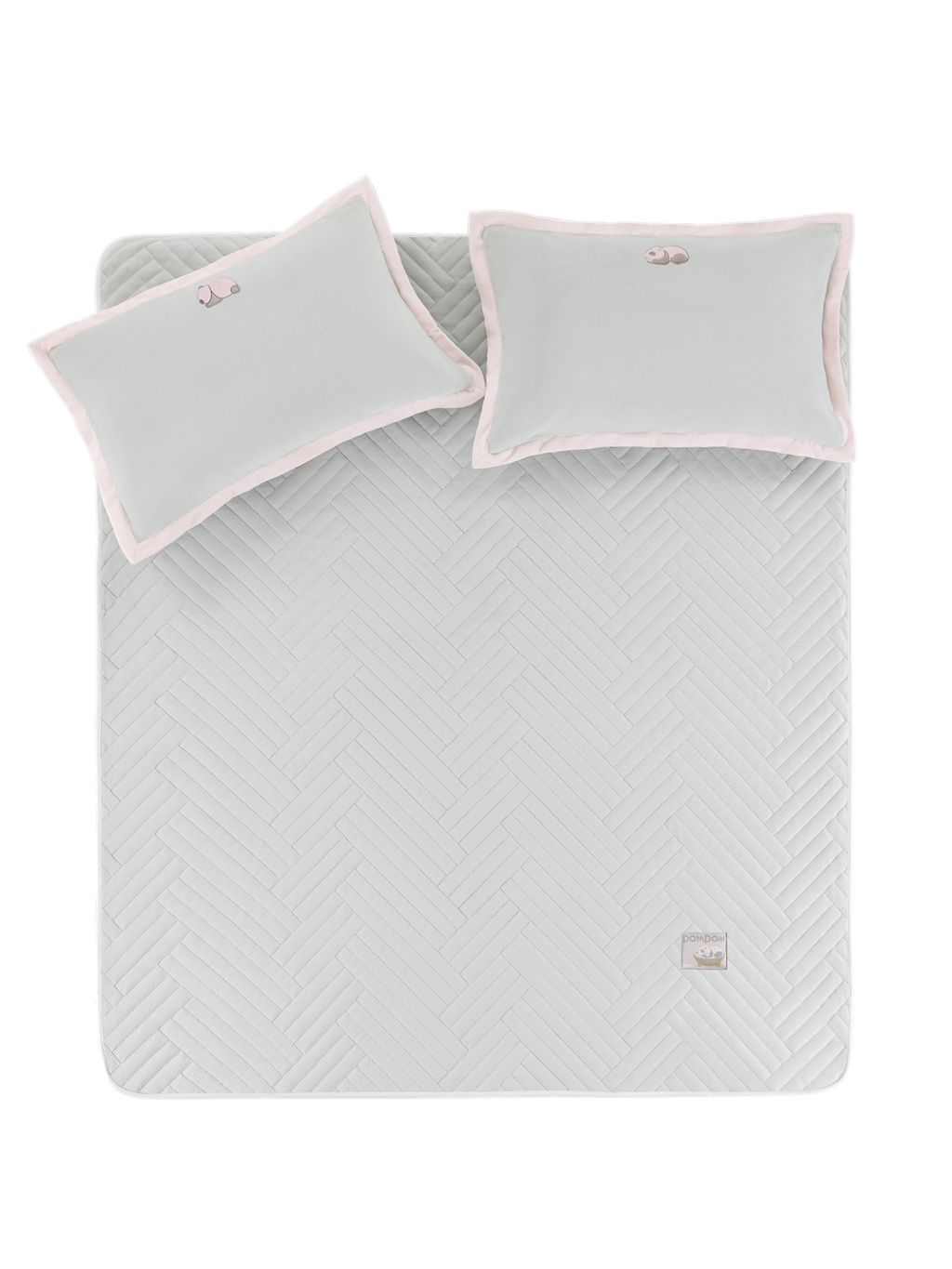 "Panda PomPom" Micro Flannel Mattress Protector Set