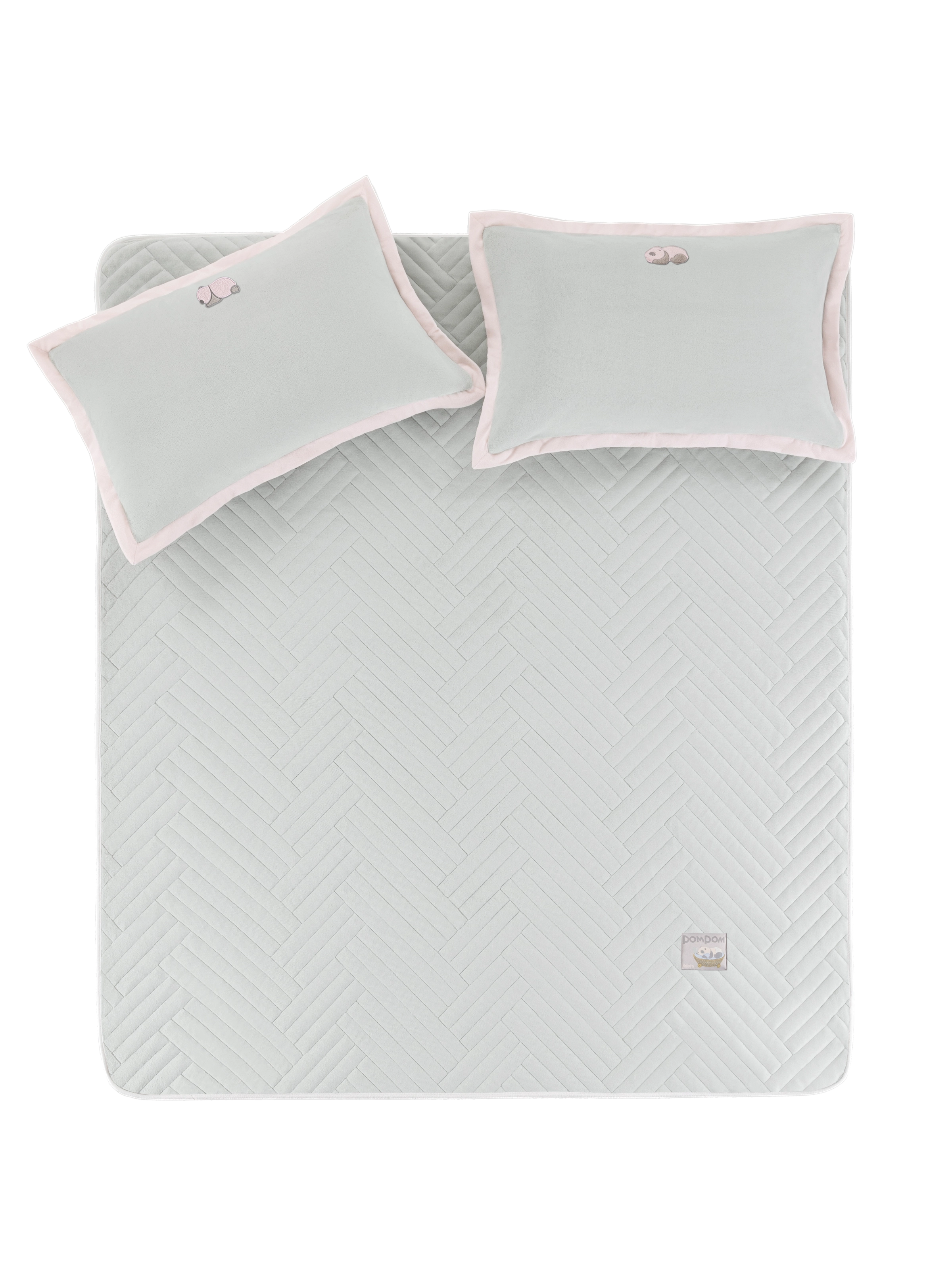 "Panda PomPom" Micro Flannel Mattress Protector Set