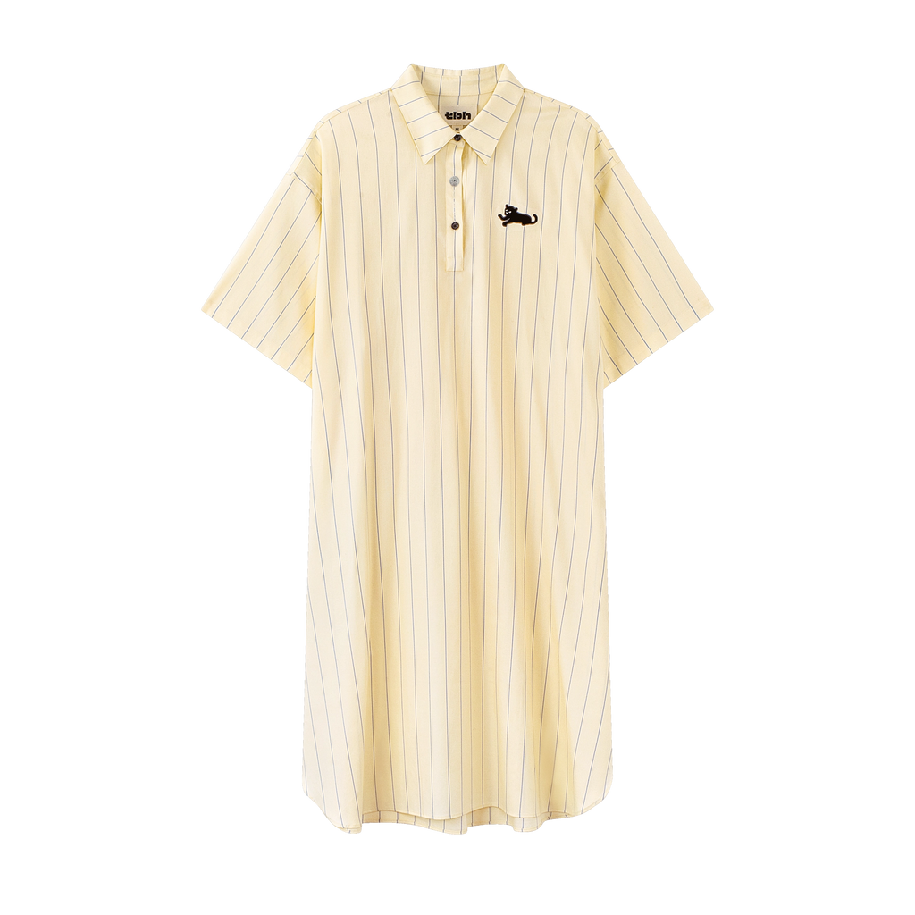 “Urban Jungle” Tencel Cotton Blend Short Sleeve Nightgown Dandelion Yellow