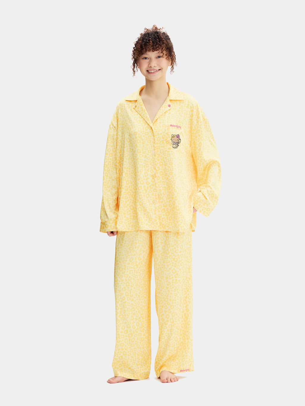 "Hello Kitty" Satin Loungewear Set Long Sleeve – Sunbeam Leopard