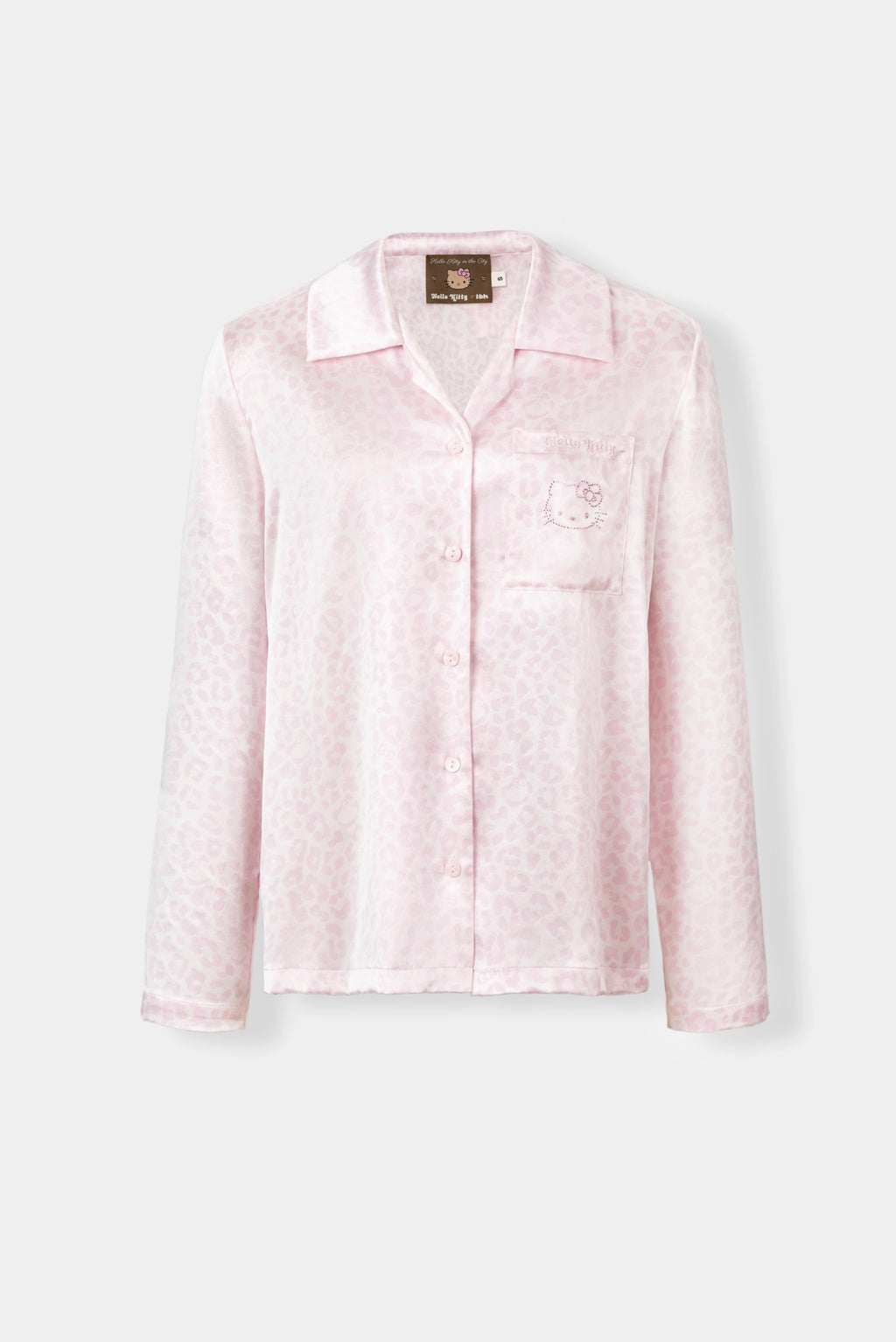 "Hello Kitty" Premium Heavy Mulberry Silk Loungewear Set – Pink Leopard