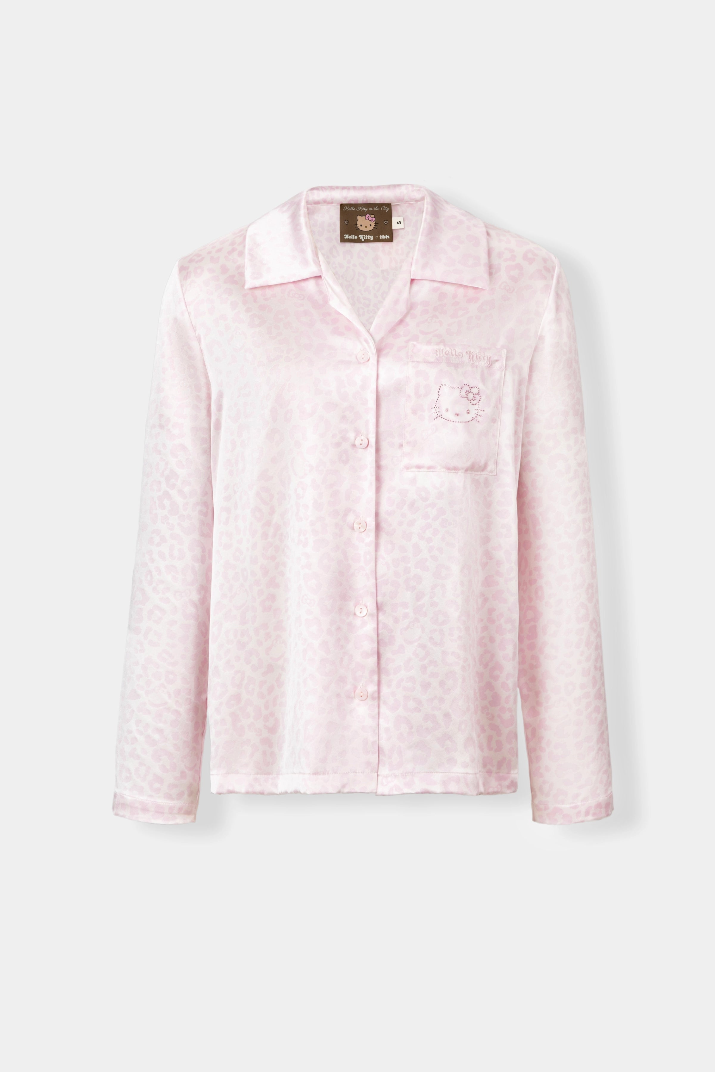 "Hello Kitty" Premium Heavy Mulberry Silk Loungewear Set Pink Leopard