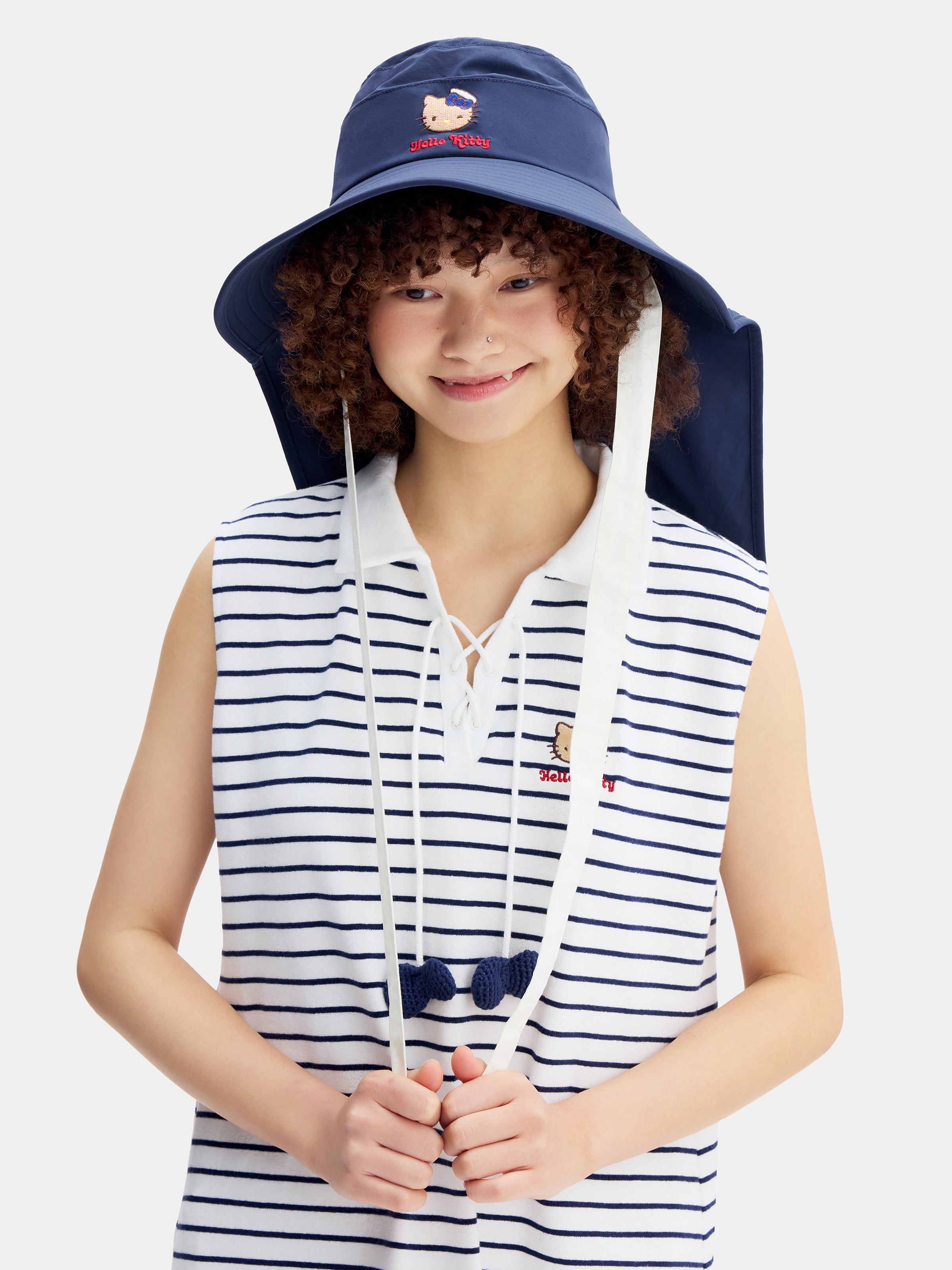 "Hello Kitty" Nautical Sun Hat – Navy Blue