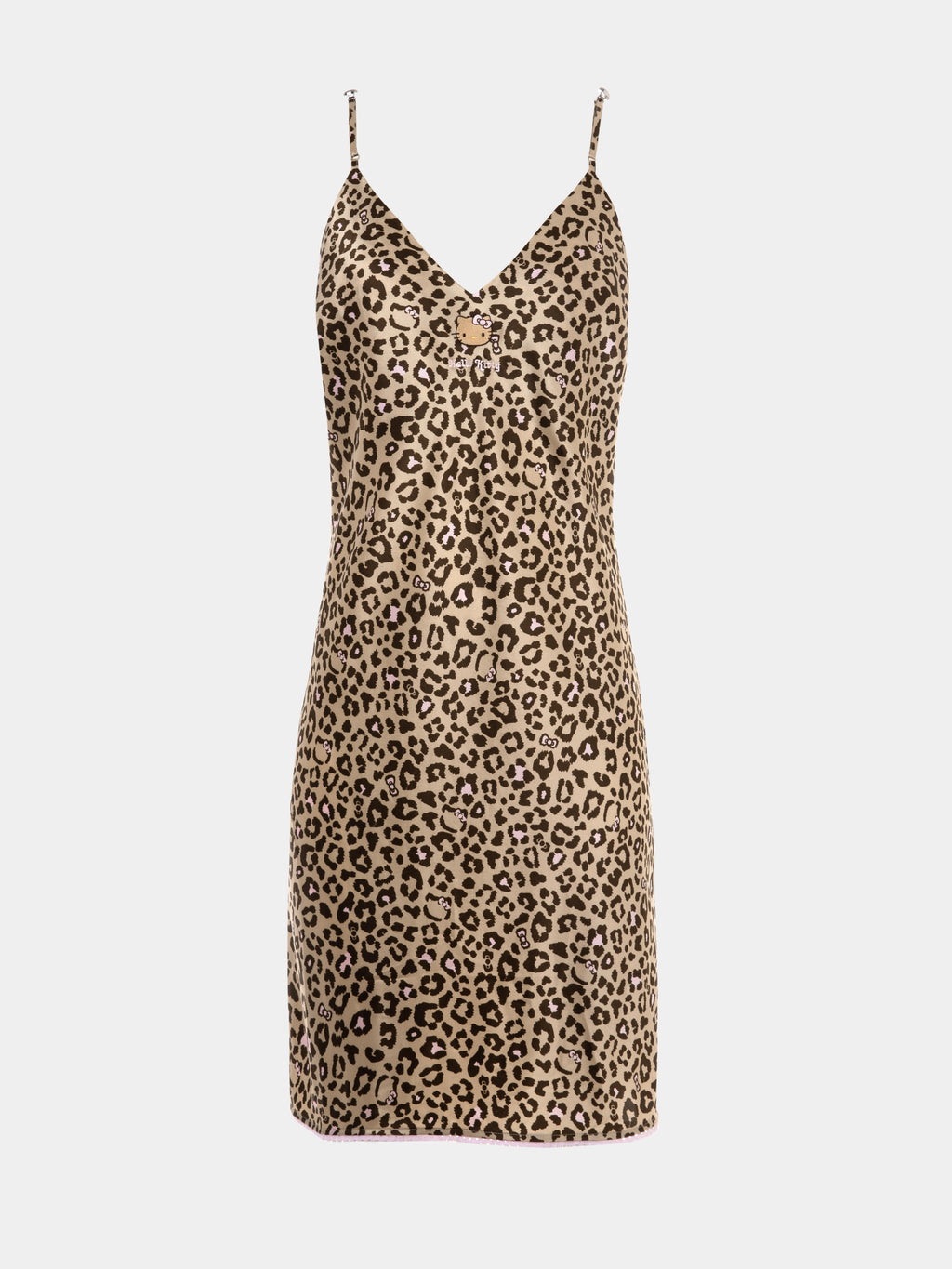 "Hello Kitty" Premium Heavy Mulberry Silk Spaghetti Strap Nightgown – Leopard