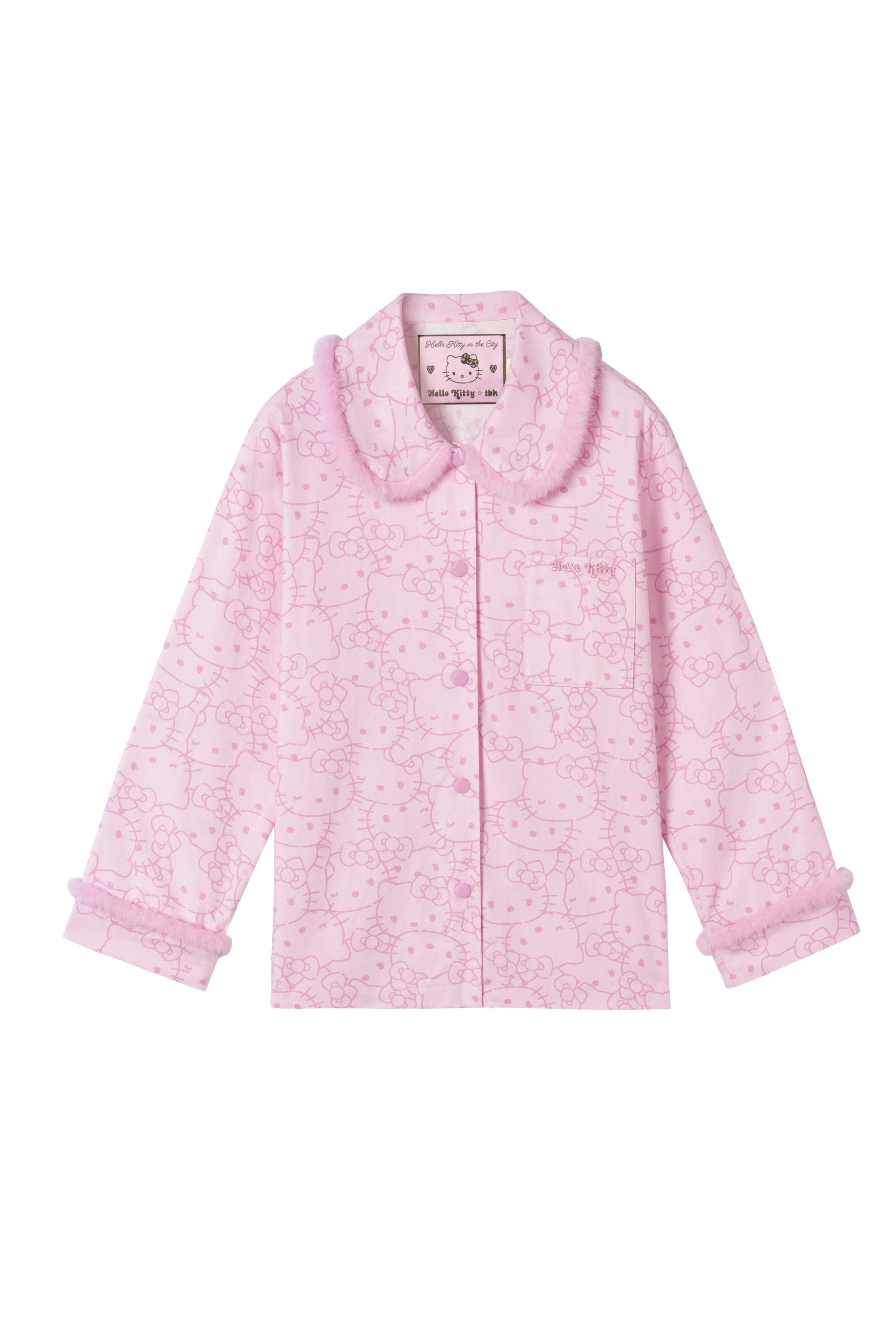 "Hello Kitty" Cotton Flannel Loungewear Set Hello Kitty Pattern