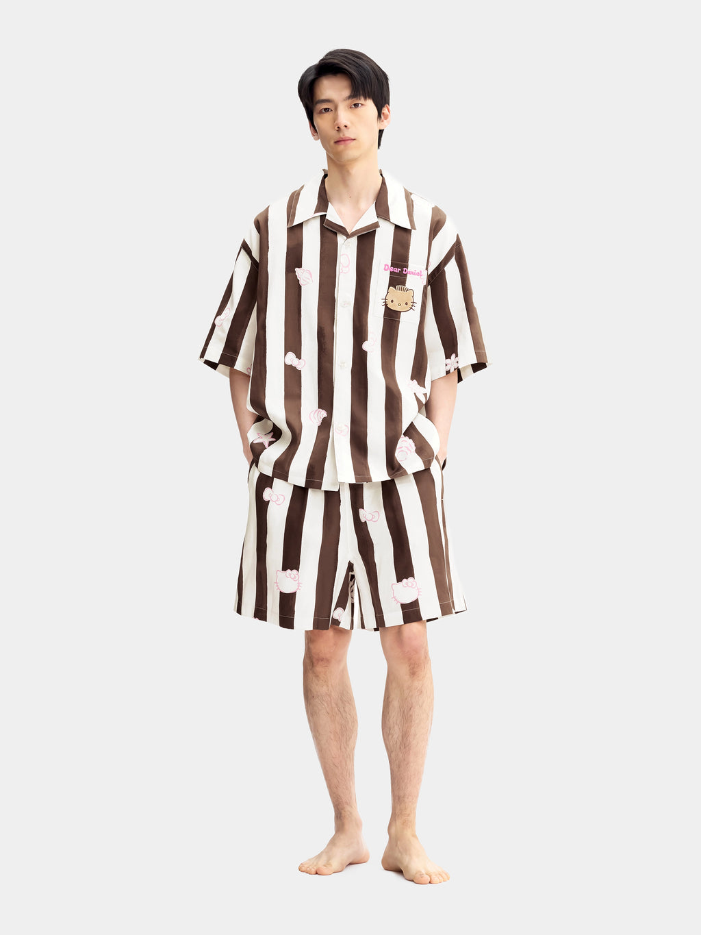 "Dear Daniel" Tencel Cotton Blend Loungewear Set Short Sleeve & Shorts – Coconut Brown