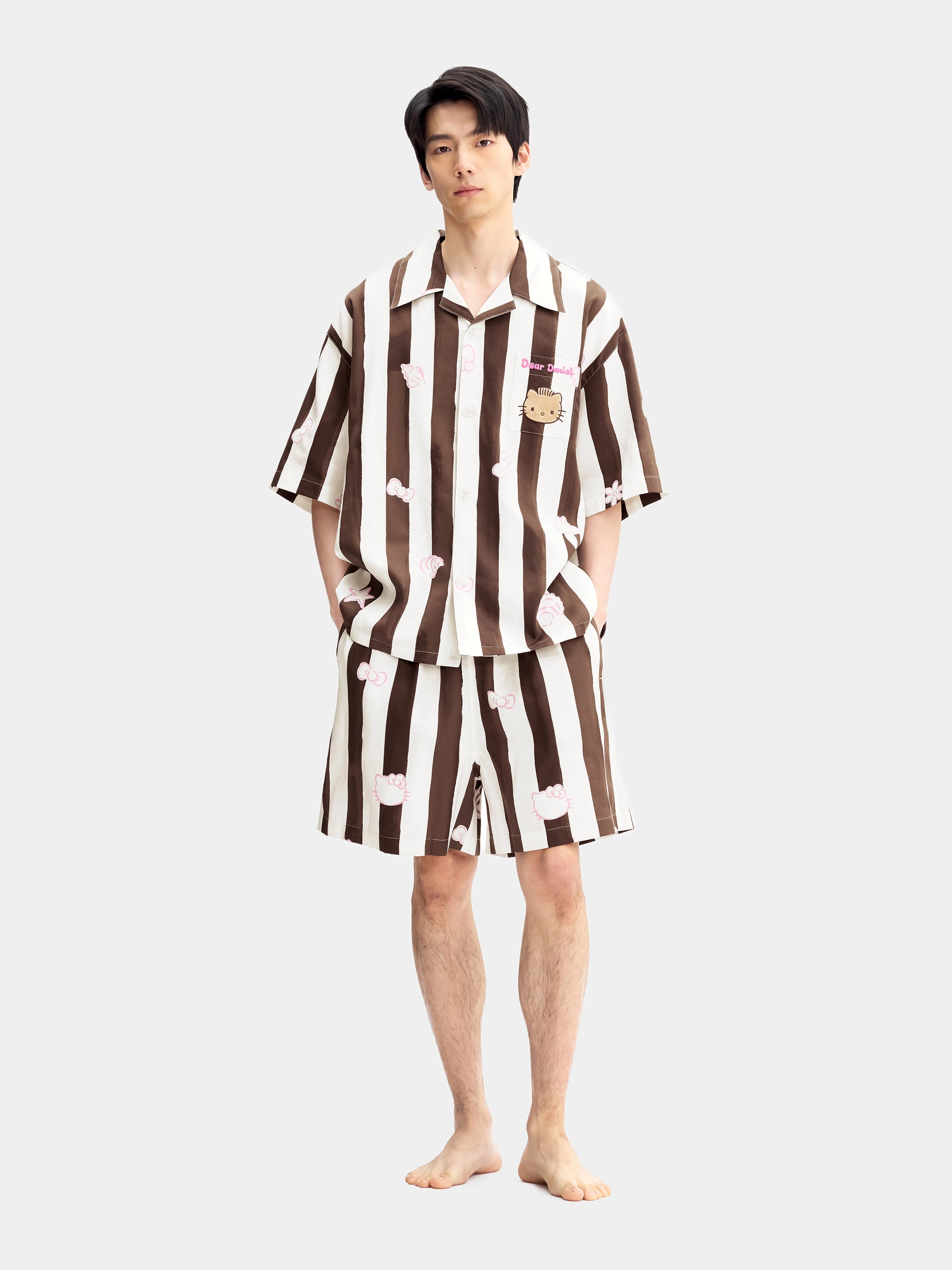 "Dear Daniel" Tencel Cotton Blend Loungewear Set Short Sleeve & Shorts – Coconut Brown