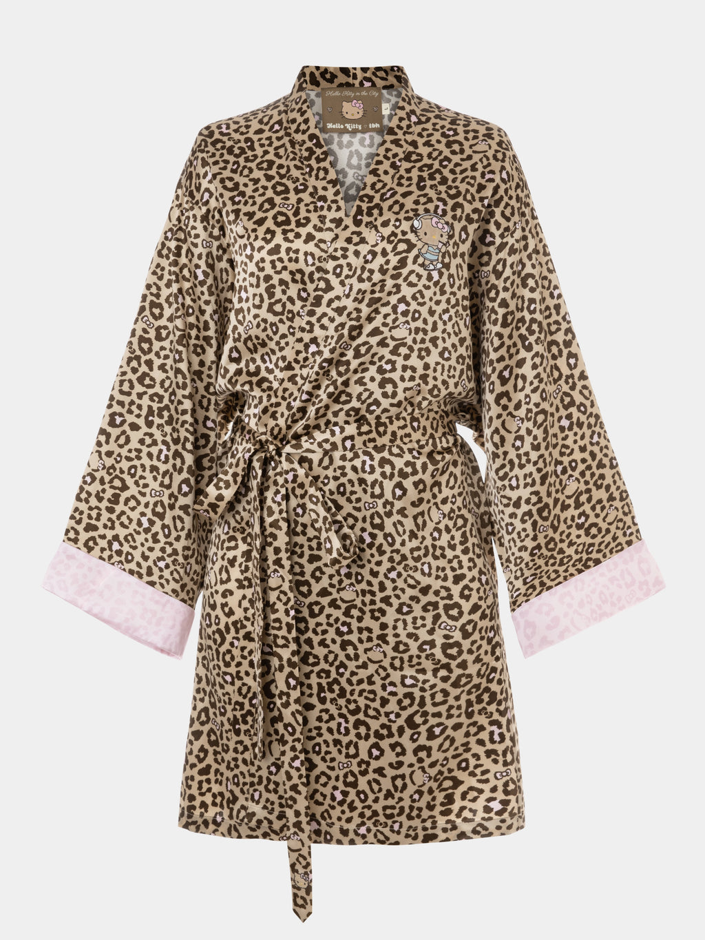 "Hello Kitty" Premium Heavy Mulberry Silk Robe – Leopard