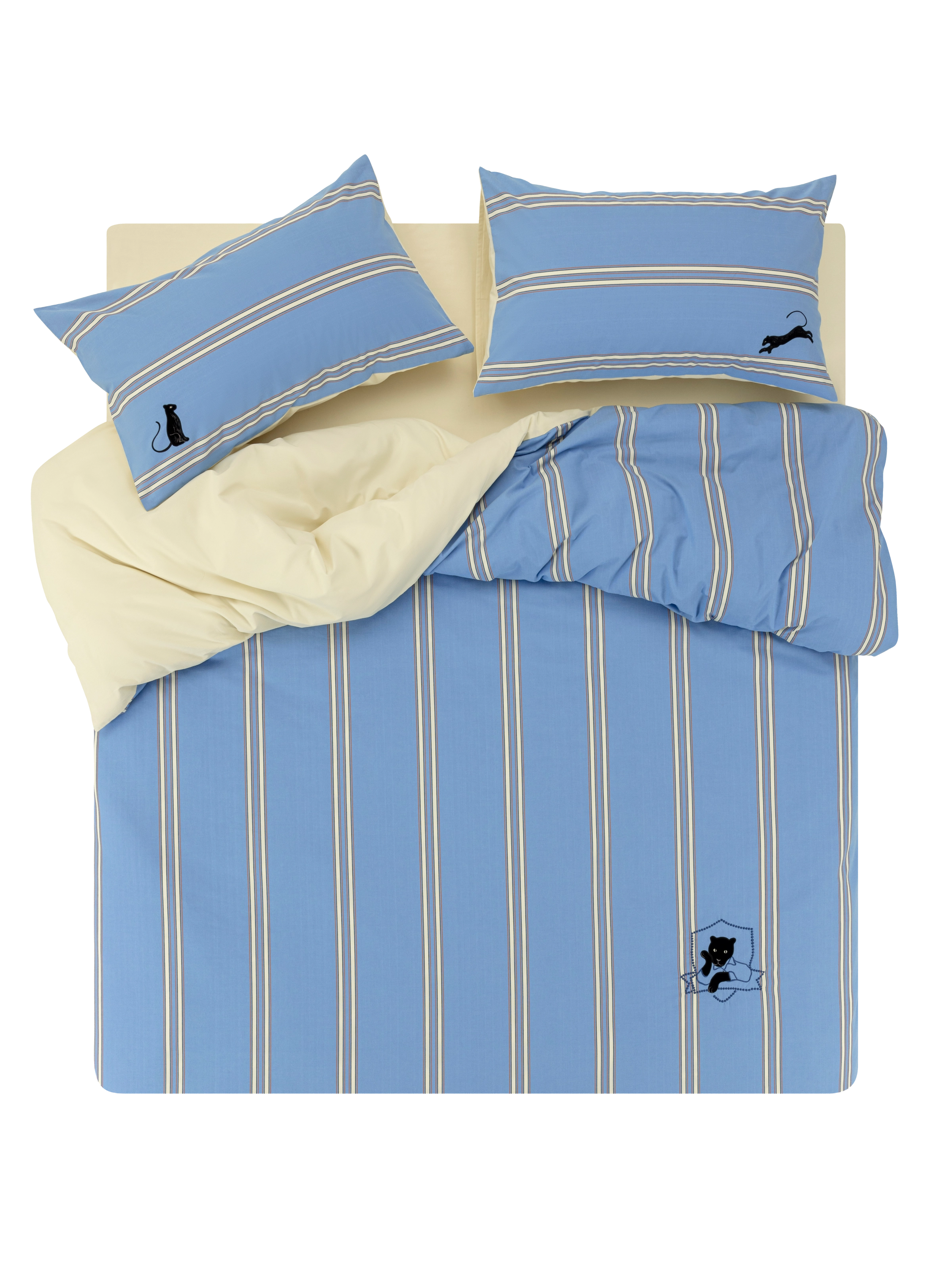 "Urban Jungle" Black Panther Yarn-Dyed Cotton Bedding Set – Blue