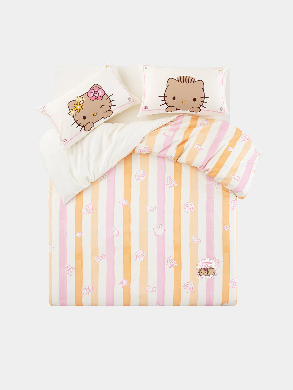 "Hello Kitty & Dear Daniel" Cotton Sateen Printed Bedding Set – Coral Pink