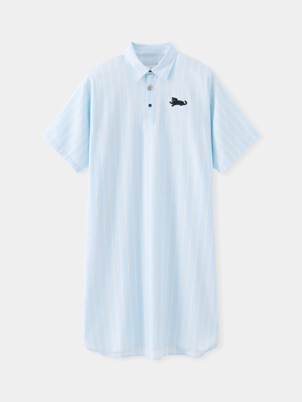 “Urban Jungle” Tencel Cotton Blend Short Sleeve Nightgown Water Blue