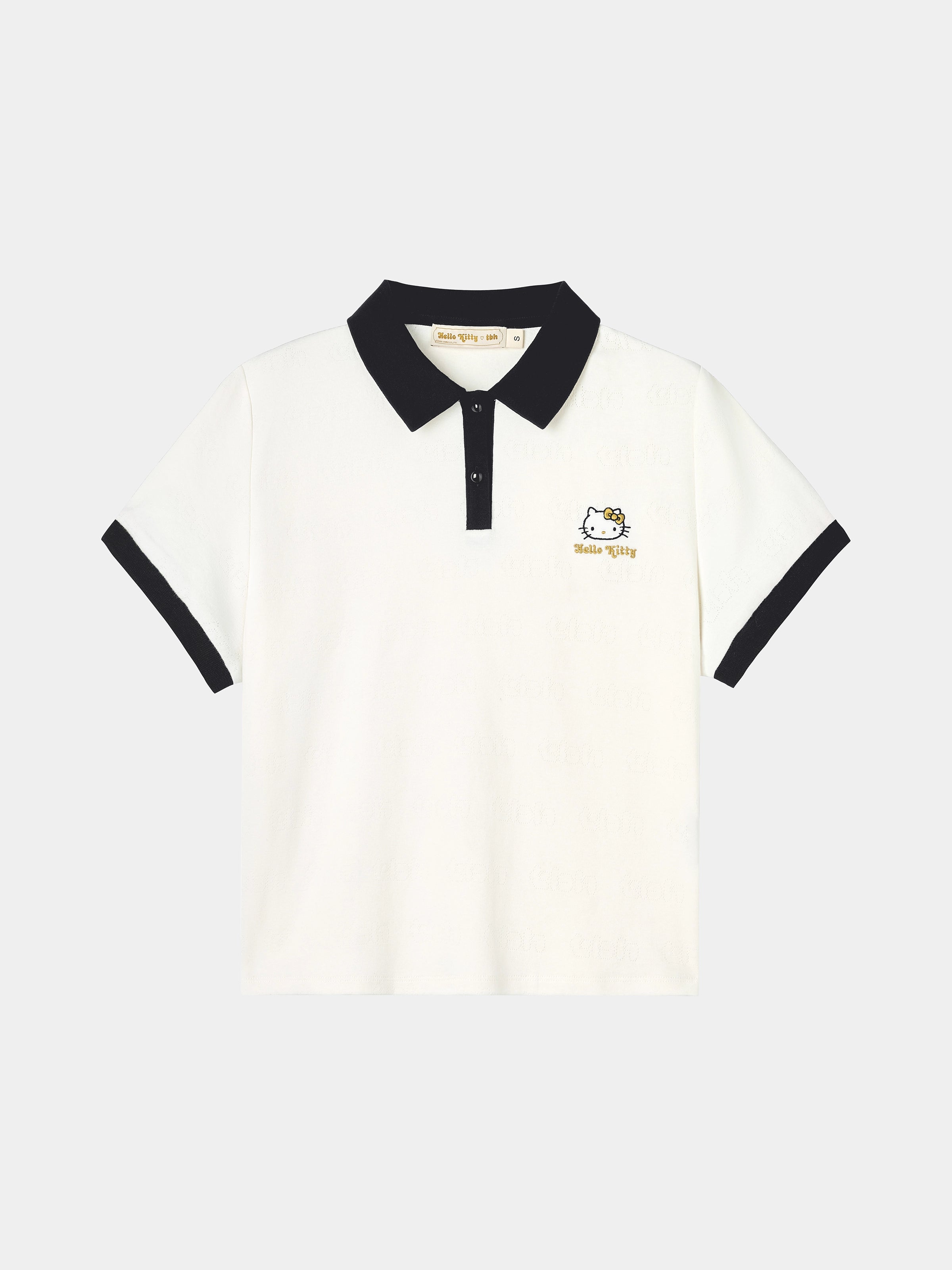 "Hello Kitty" Stretch Cotton Jersey Polo Skort Set – Pearl White