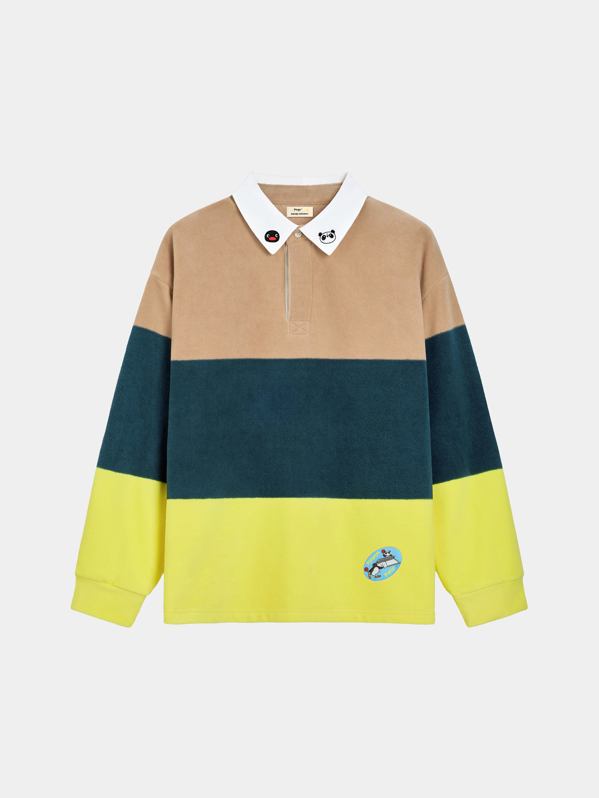 PIN!POM! Fleece Polo Loungewear Set Long Sleeve – Yellow & Brown Stripes