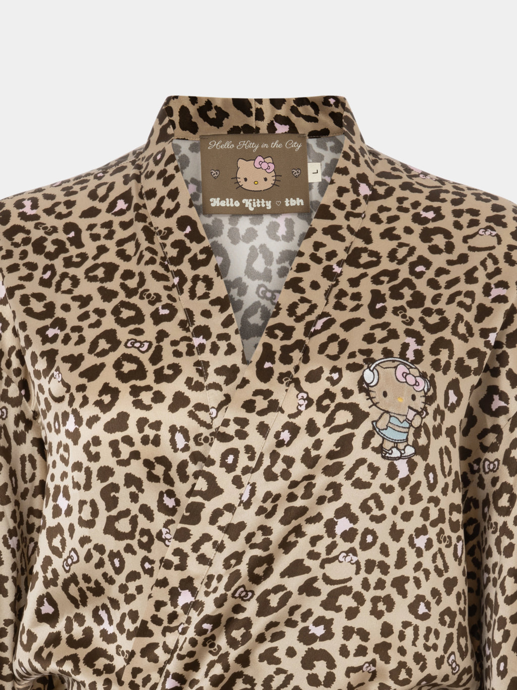 "Hello Kitty" Premium Heavy Mulberry Silk Robe – Leopard