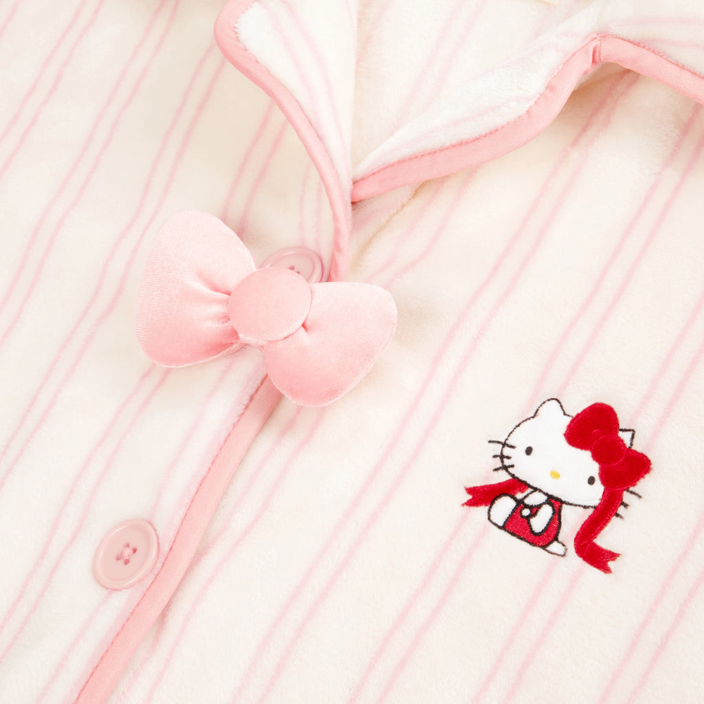 "Hello Kitty" Flannel Loungewear Set – Cream Stripes