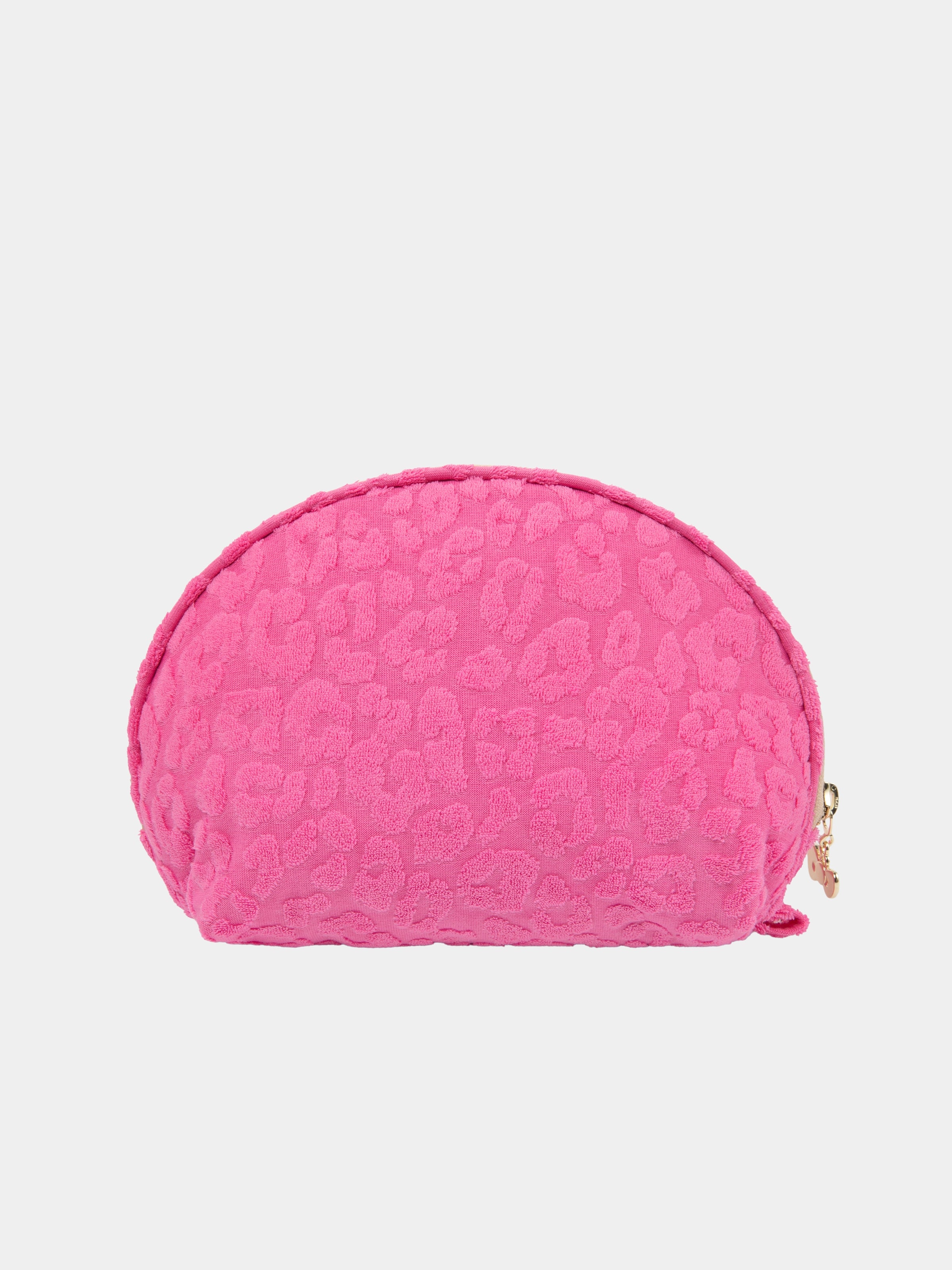 "Hello Kitty" Terry Shell-Shaped Cosmetic Bag – Hot Pink Leopard – Medium