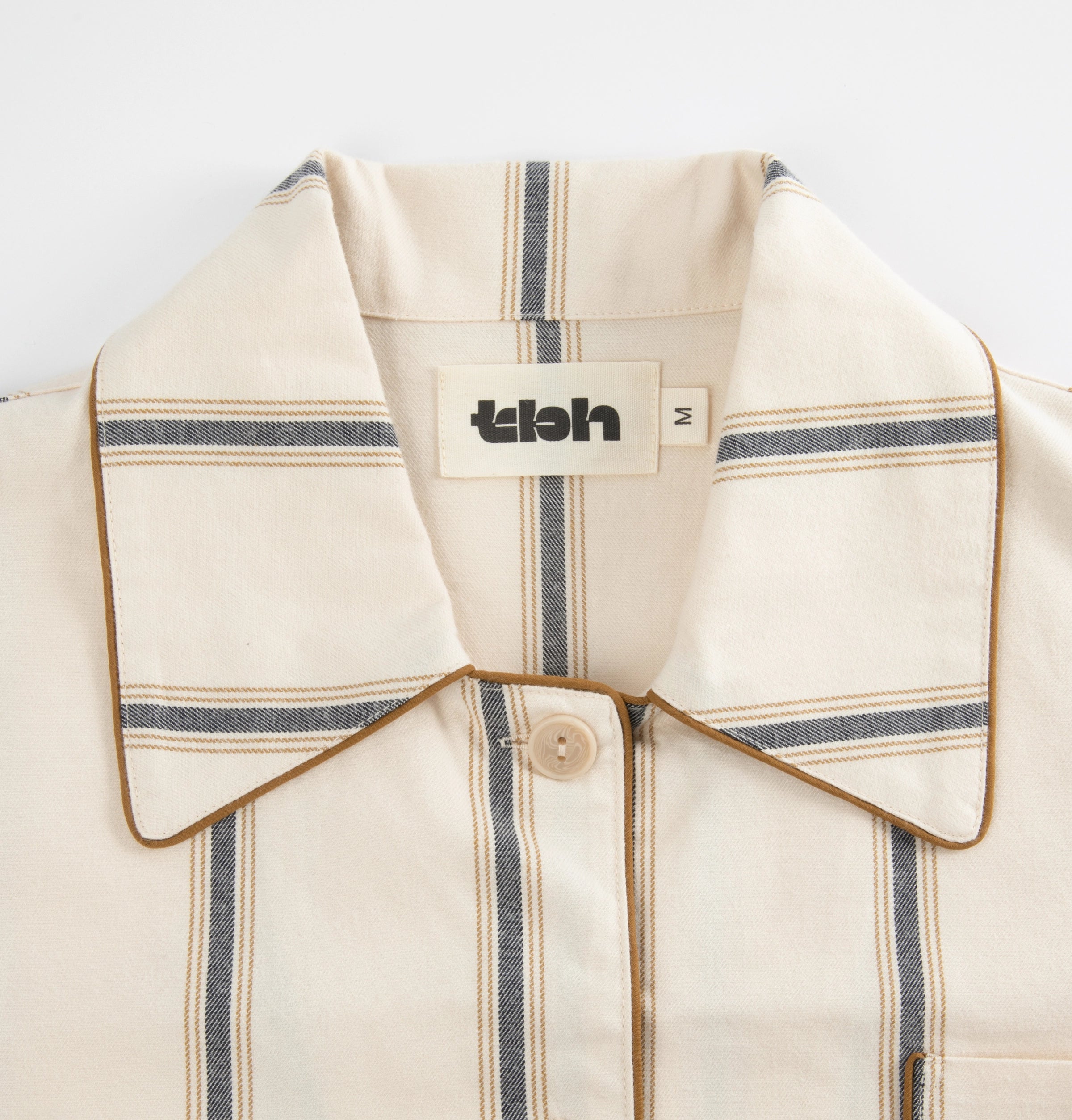 “Urban Jungle” Thickened Cotton Flannel Loungewear Set Beige and Camel Stripes