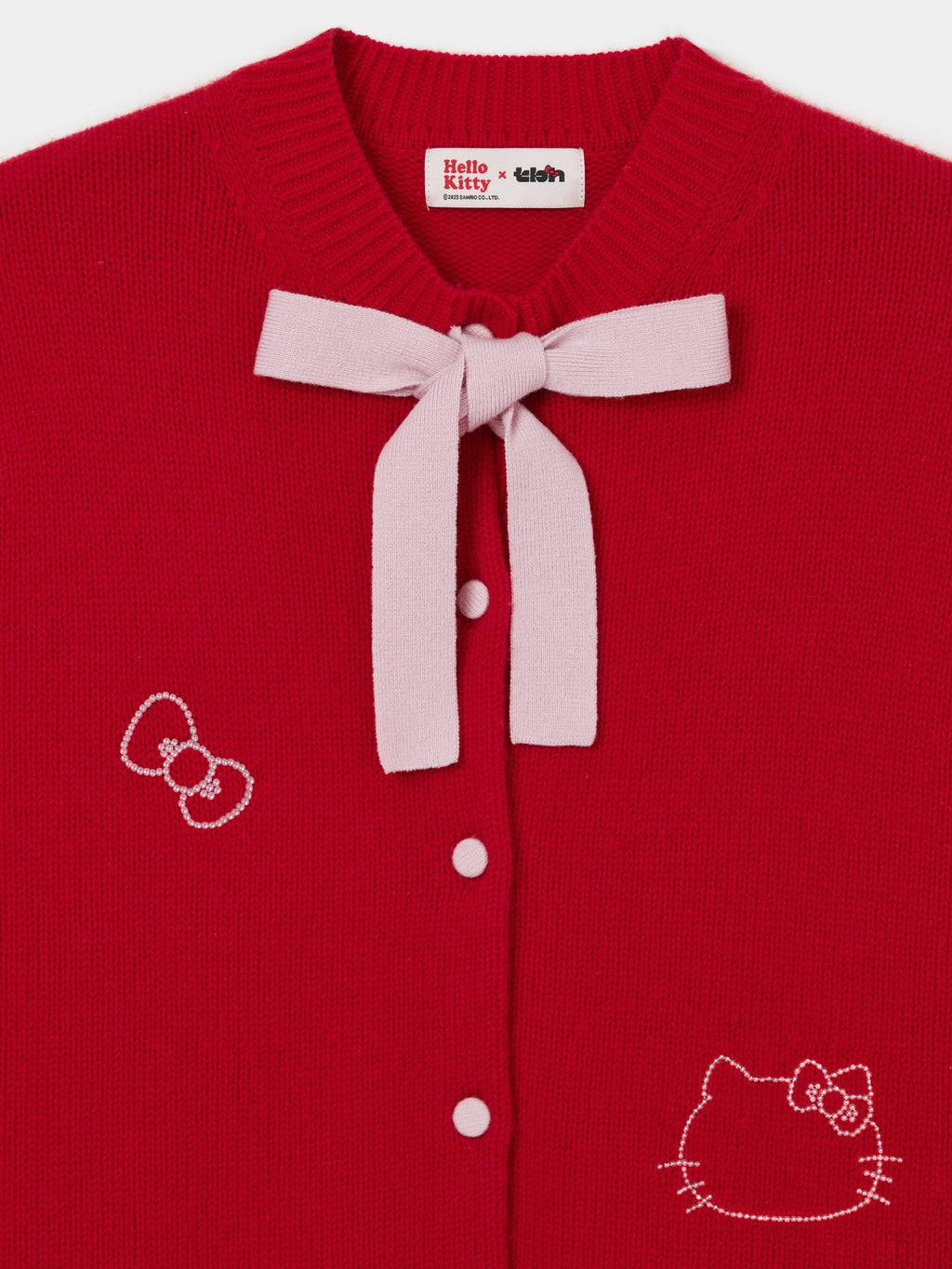 "Hello Kitty" Wool Cashmere Blend Cardigan – Red