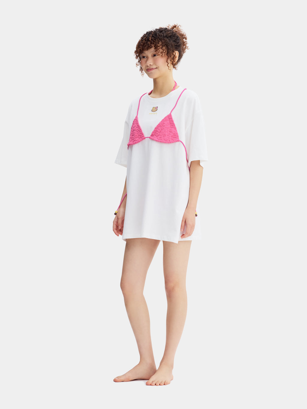 "Hello Kitty" Bikini Print T-Shirt – Hot Pink Leopard