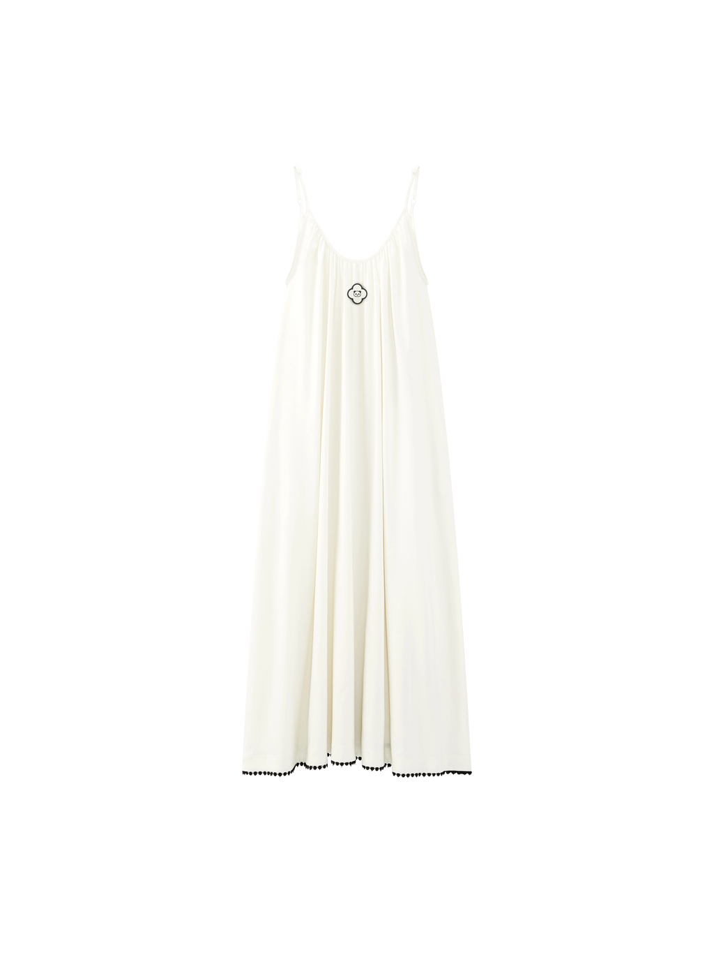 "Panda PomPom" Tencel Cotton Blend Slip Nightgown – Cream White